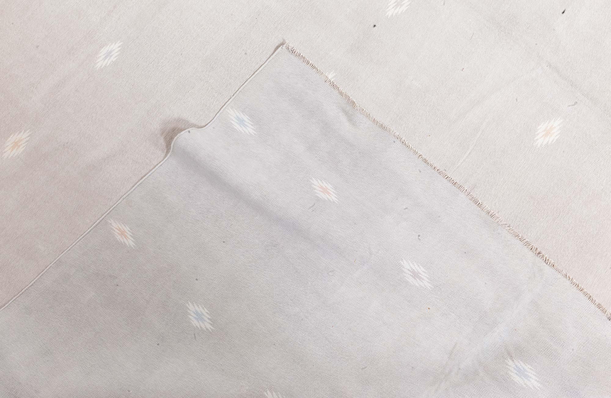 Doris Leslie Blauer indischer Dhurrie-Teppich im Vintage-Stil (Baumwolle) im Angebot