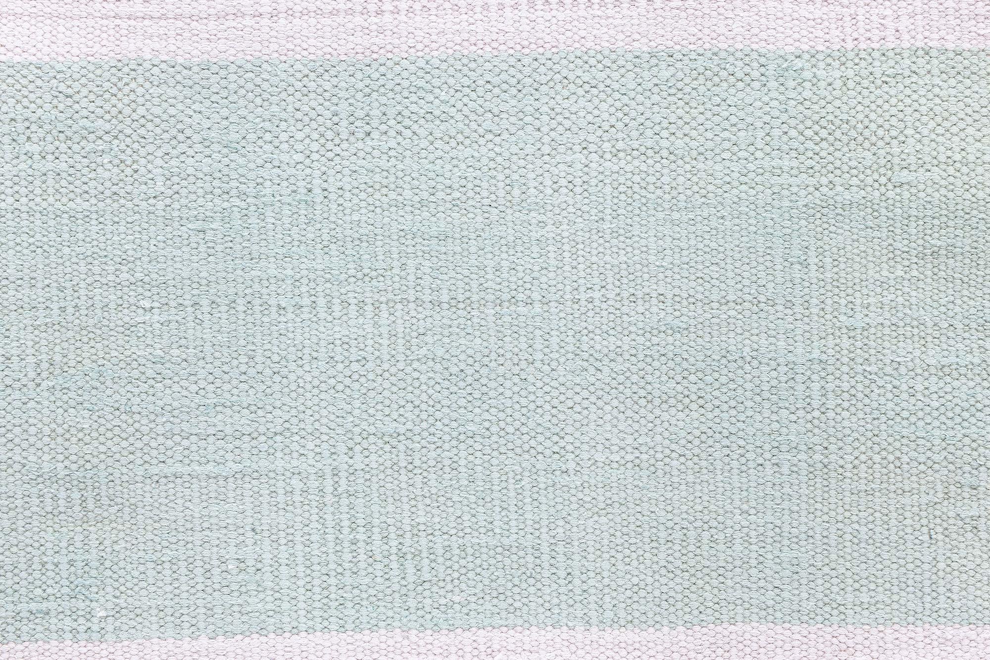 Vintage Indian Dhurrie Rug – Soft Mint Green and Beige Stripes
Size: 10'8