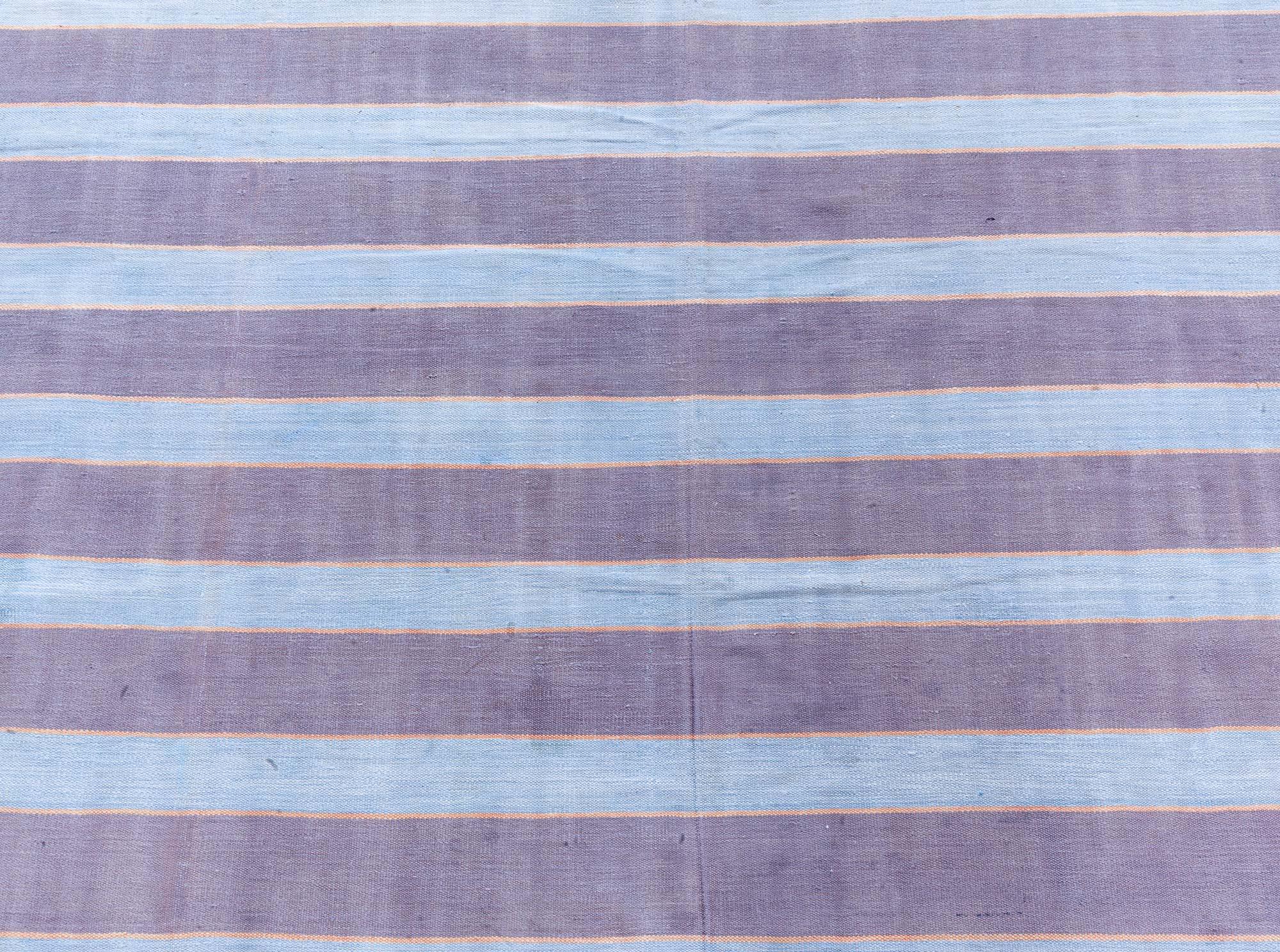 Alfombra India Dhurrie Vintage Doris Leslie Blau Tejido a mano en venta