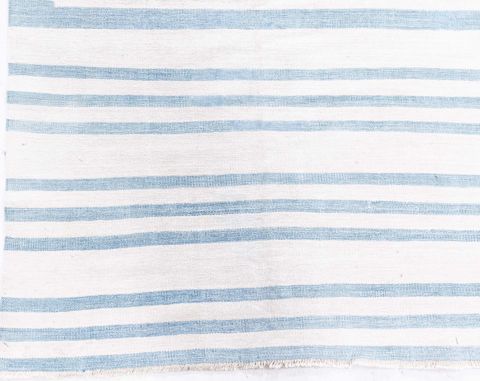 Indischer Dhurrie-Teppich Doris Leslie Blau, Vintage (Baumwolle) im Angebot