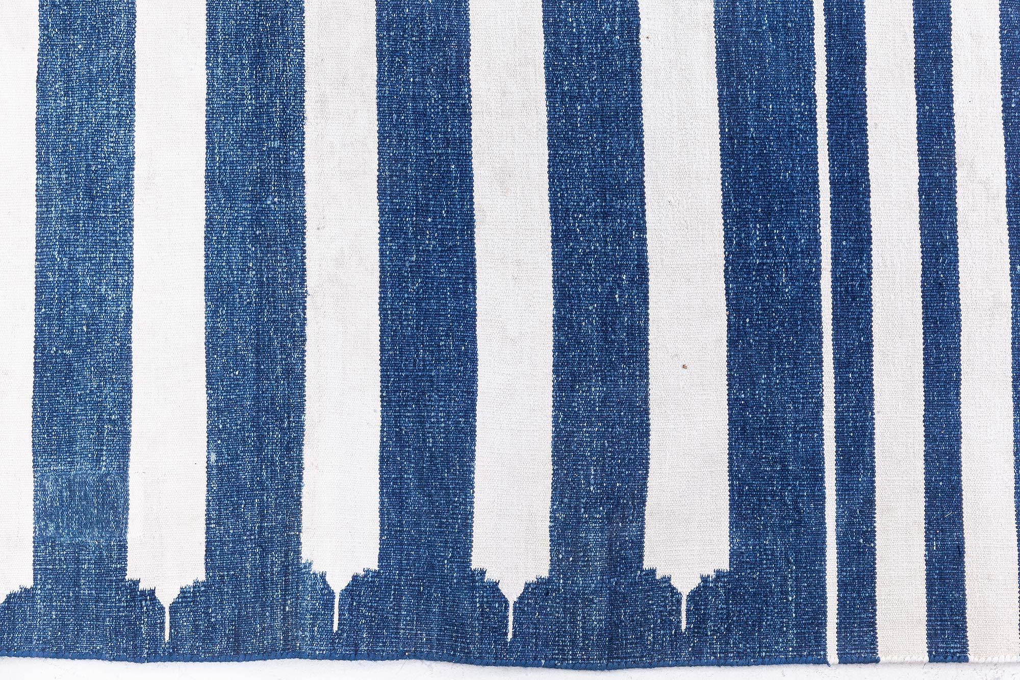 Indischer Dhurrie-Teppich Doris Leslie Blau, Vintage (Baumwolle) im Angebot