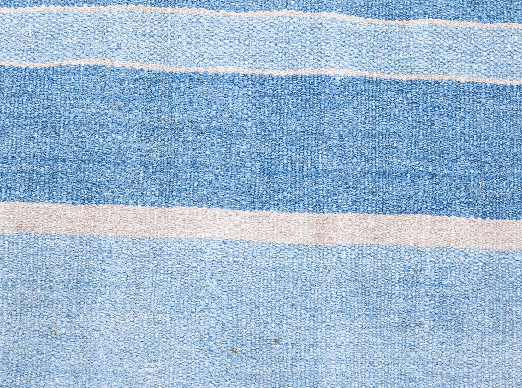Indischer Dhurrie-Teppich Doris Leslie Blau, Vintage (Baumwolle) im Angebot