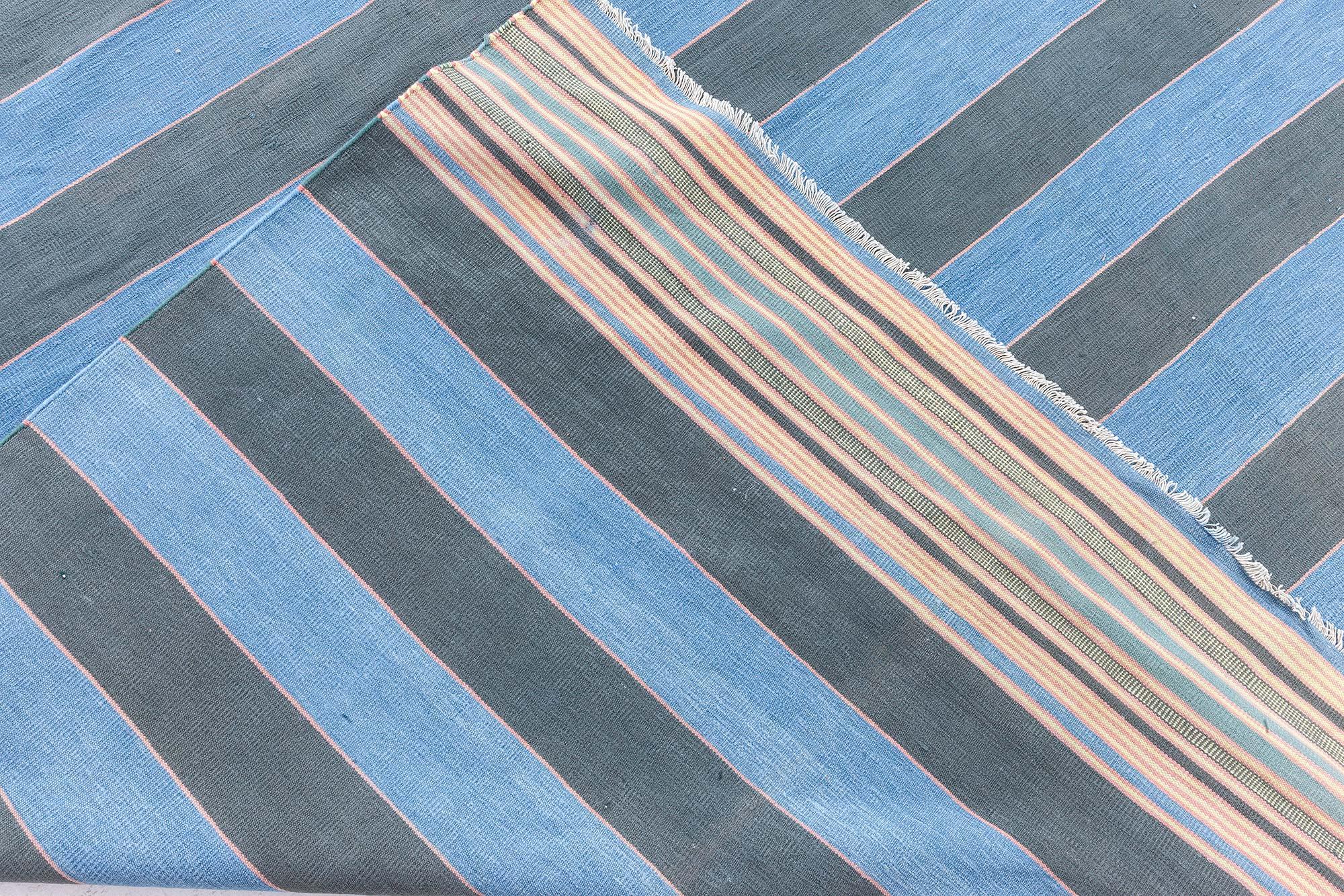 Cotone Tappeto indiano dhurrie vintage Doris Leslie Blau in vendita