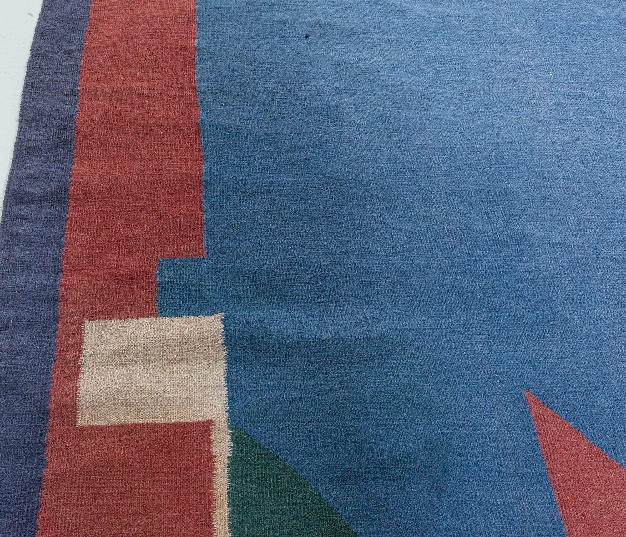 Tapis indien vintage Dhurrie
Taille : 335 × 347 cm (11'0