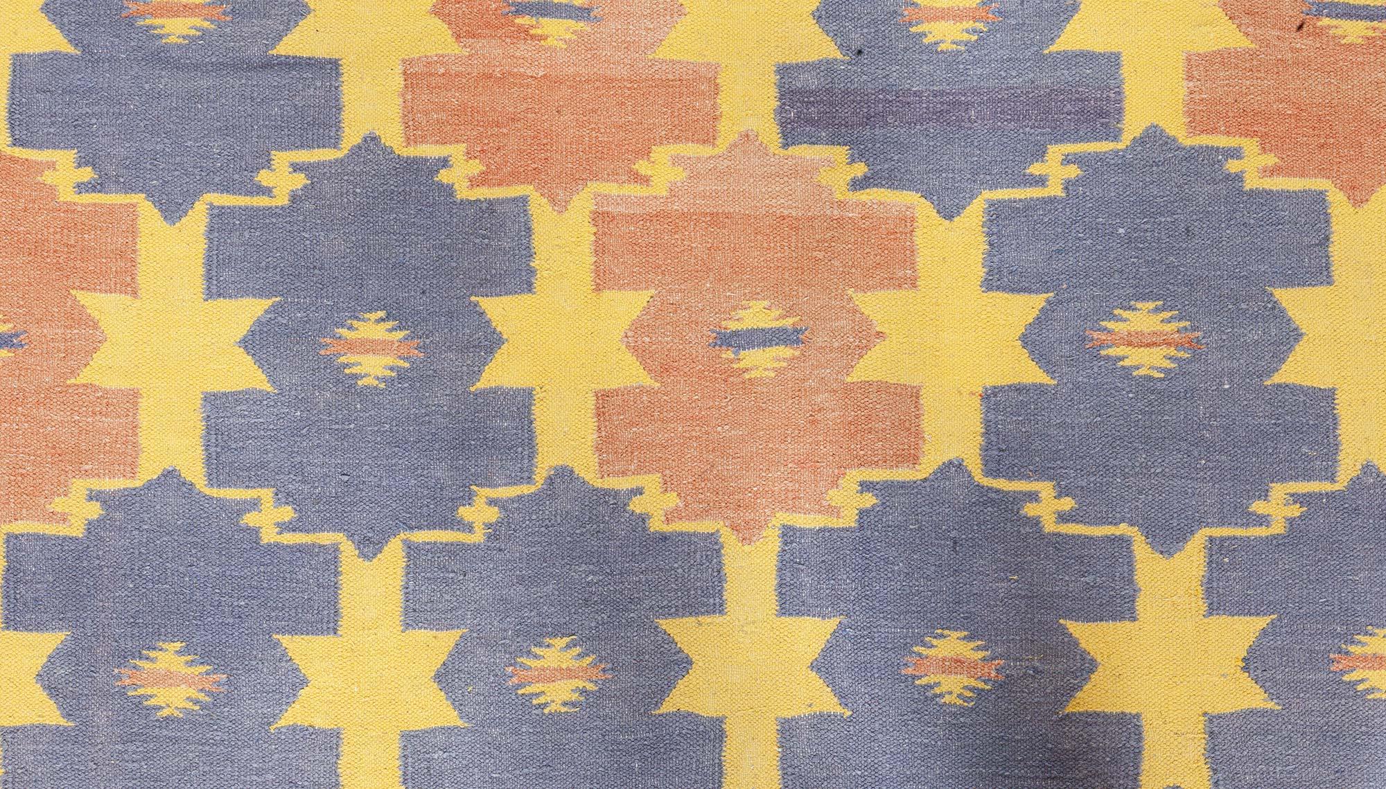 Vintage Indischer Dhurrie-Teppich (Handgewebt) im Angebot