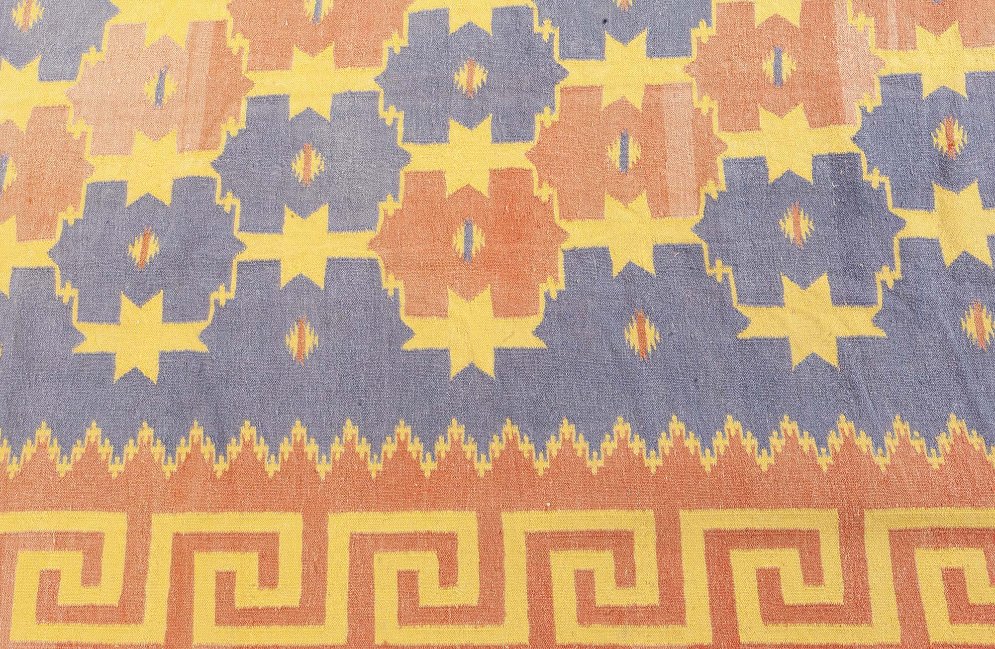 Vintage Indischer Dhurrie-Teppich (Baumwolle) im Angebot
