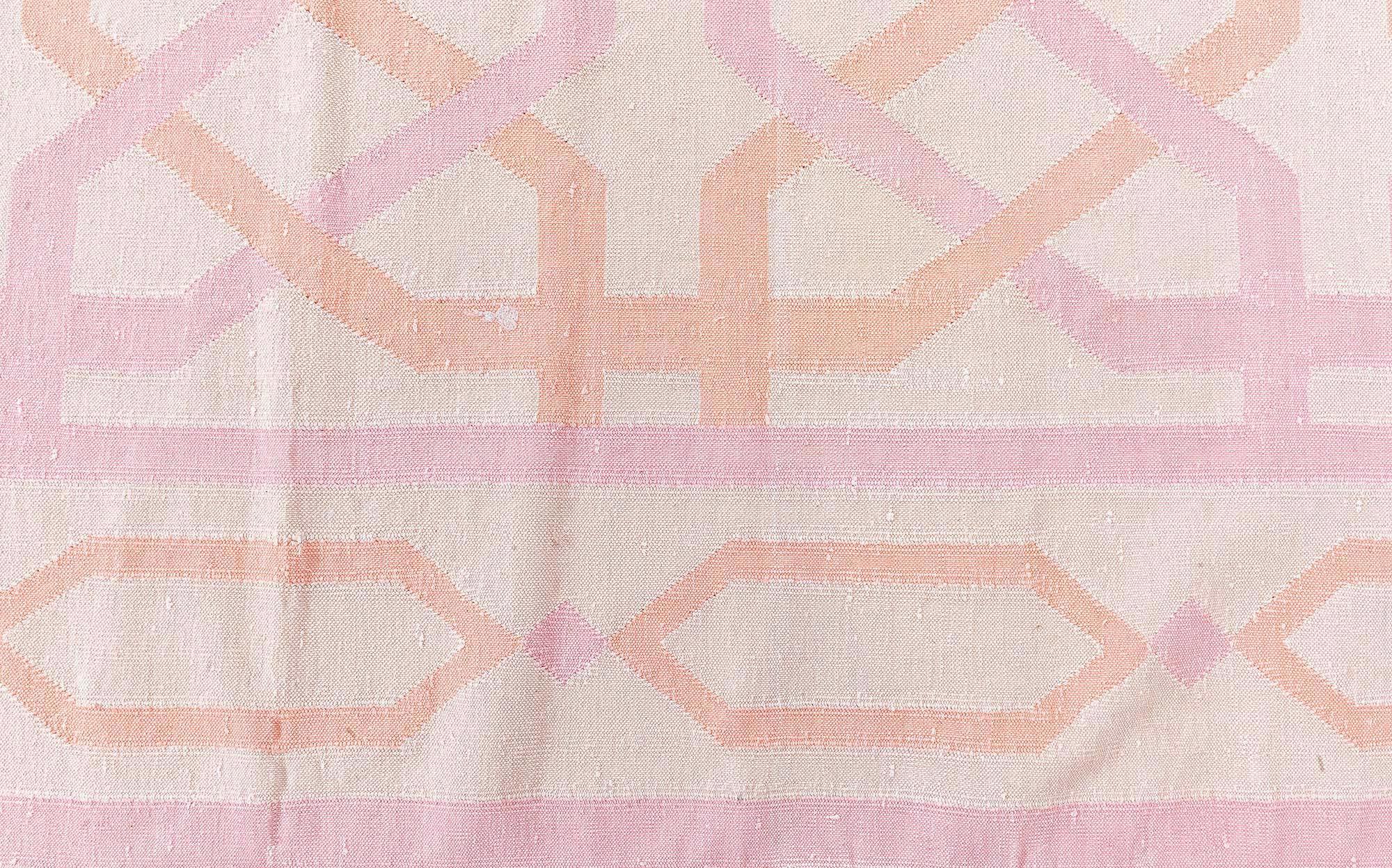 Doris Leslie Blauer indischer Dhurrie-Teppich im Vintage-Stil (20. Jahrhundert) im Angebot