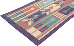 Vintage Indian Dhurrie Rug with Postmodern Cubist Style