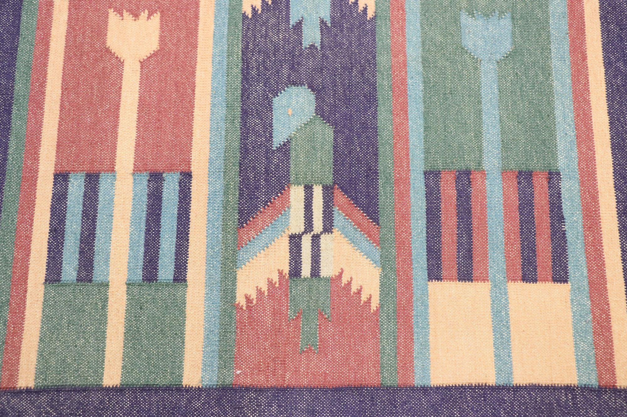 Indischer Dhurrie-Teppich im postmodernen kubistischen Stil, indischer Stil (Handgewebt) im Angebot
