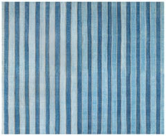 Vintage Indian Dhurrie Striped Blue Rug