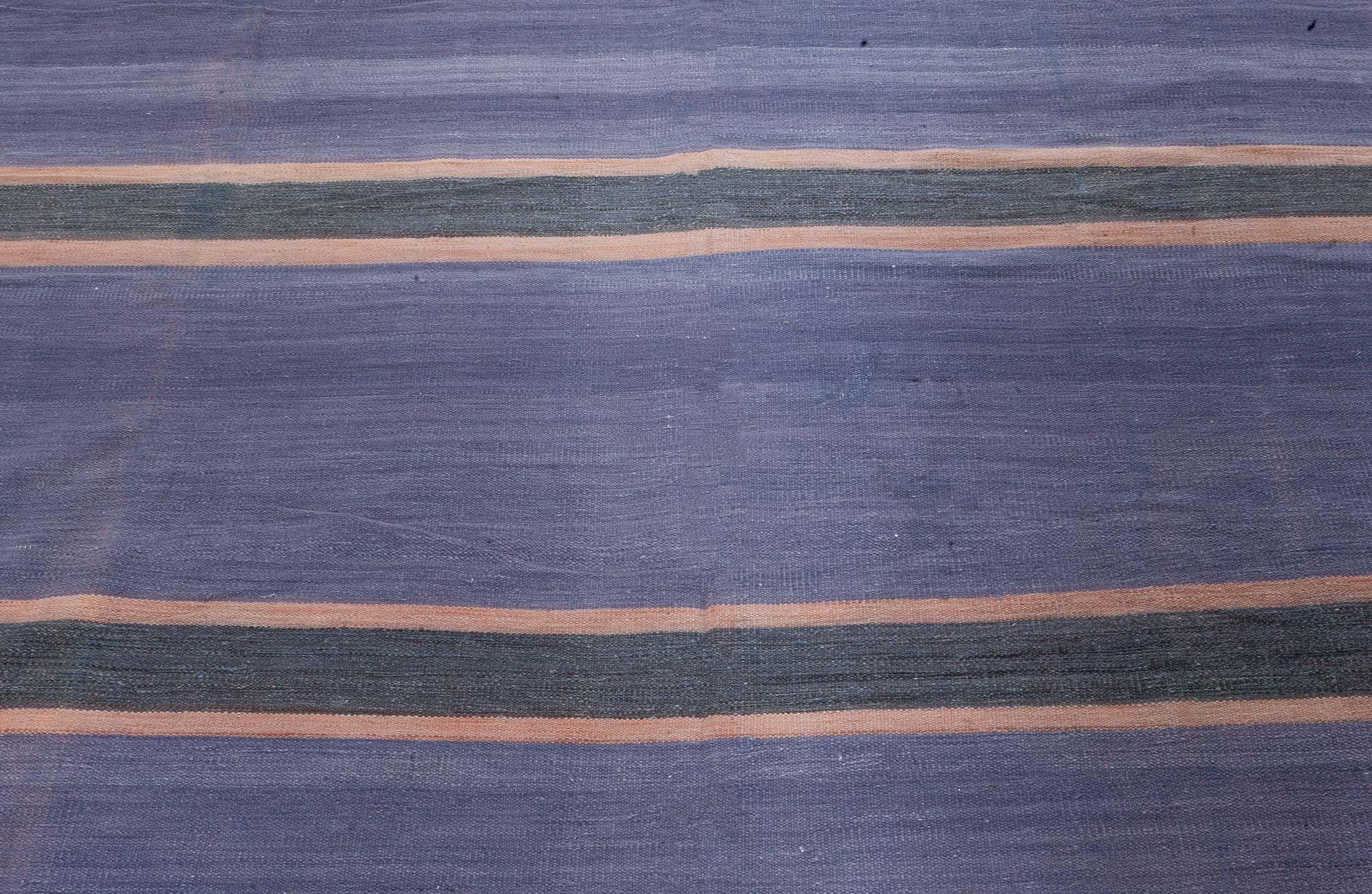 Vintage Indian Dhurrie striped purple rug
Size: 13'4