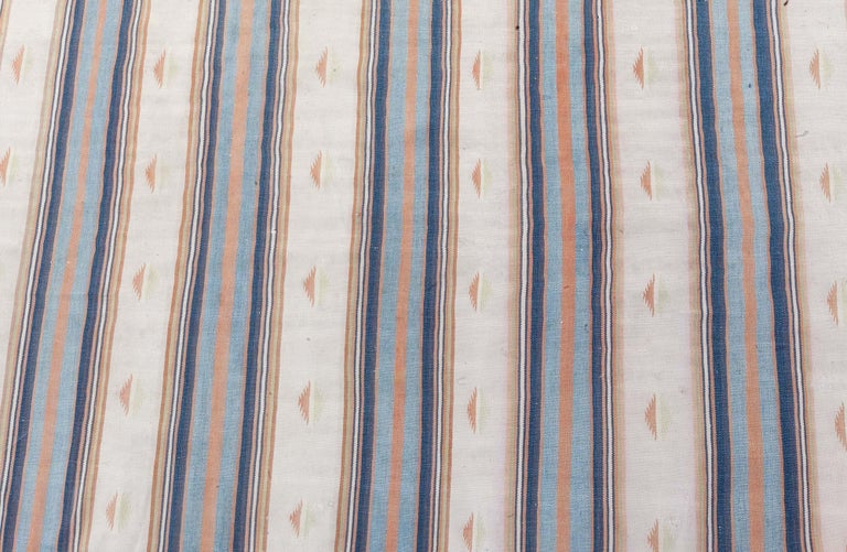 Vintage Indian Dhurrie Striped Rug In Good Condition For Sale In New York, NY