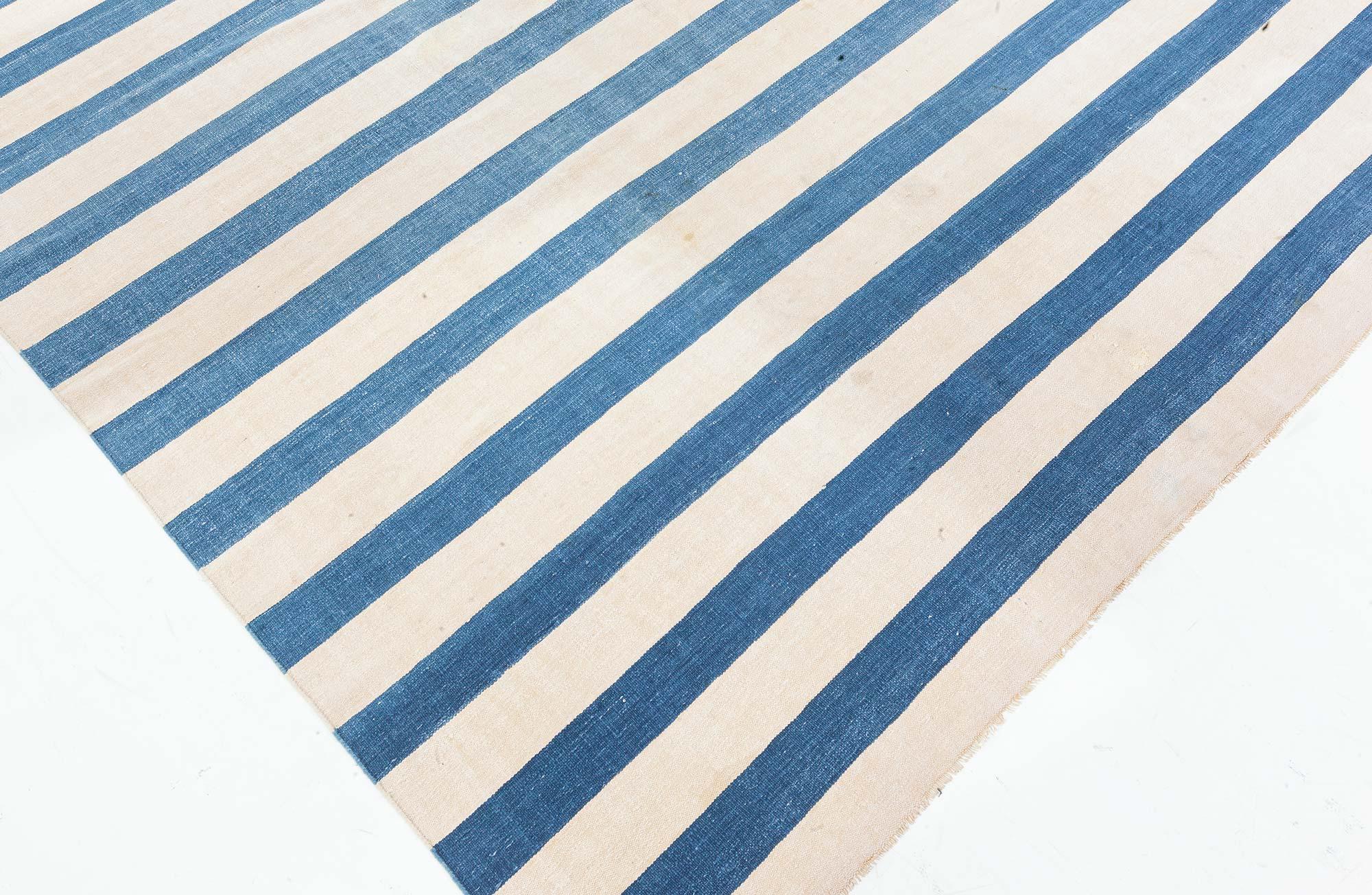 20th Century Vintage Indian Dhurrie Striped Rug For Sale