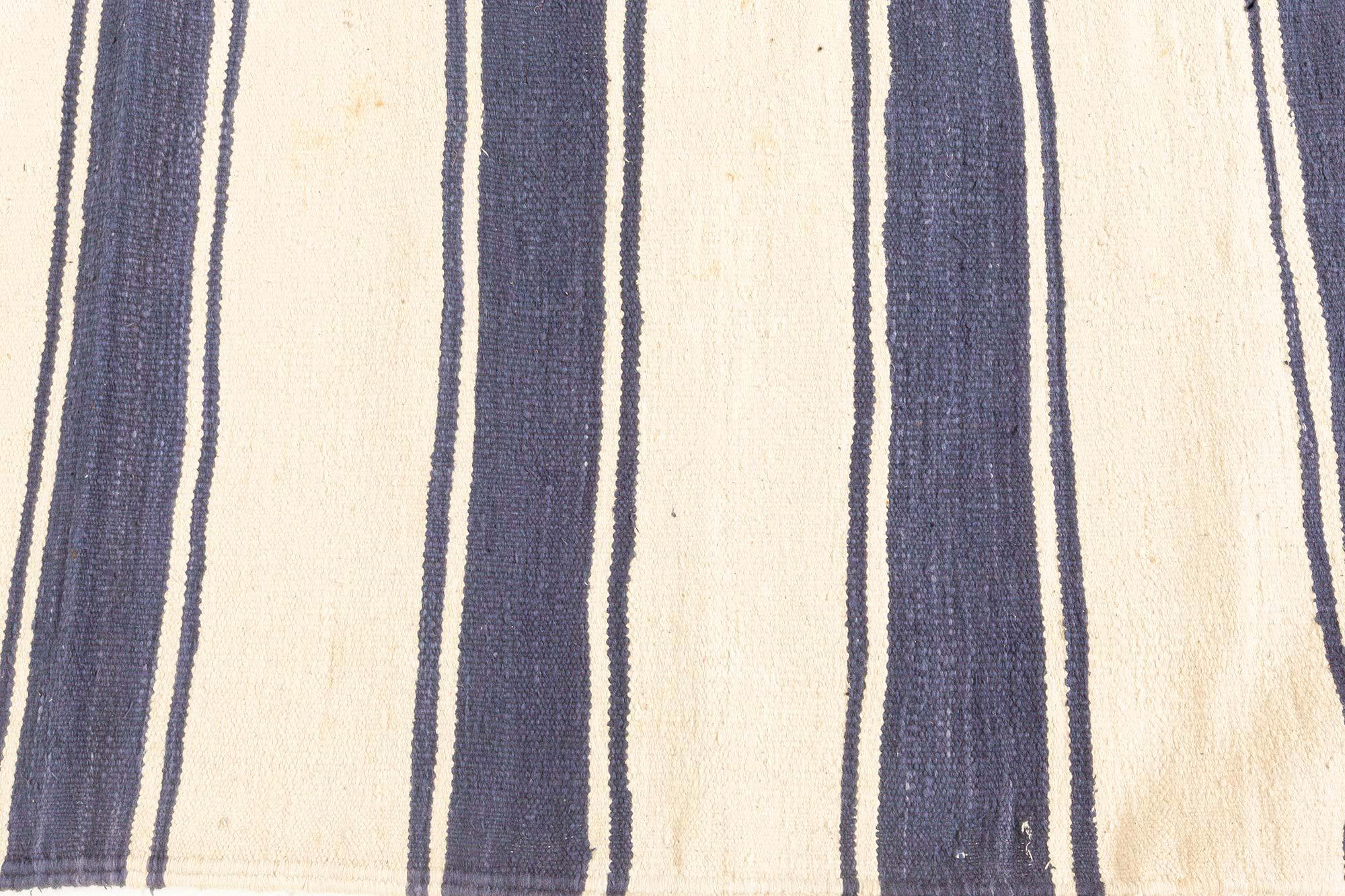 Vintage Indian Dhurrie Striped Rug In Good Condition For Sale In New York, NY