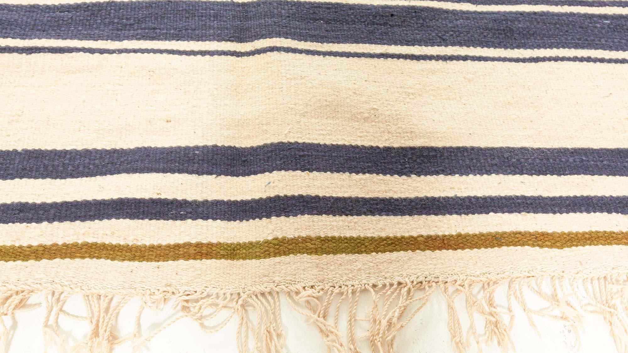Cotton Vintage Indian Dhurrie Striped Rug For Sale