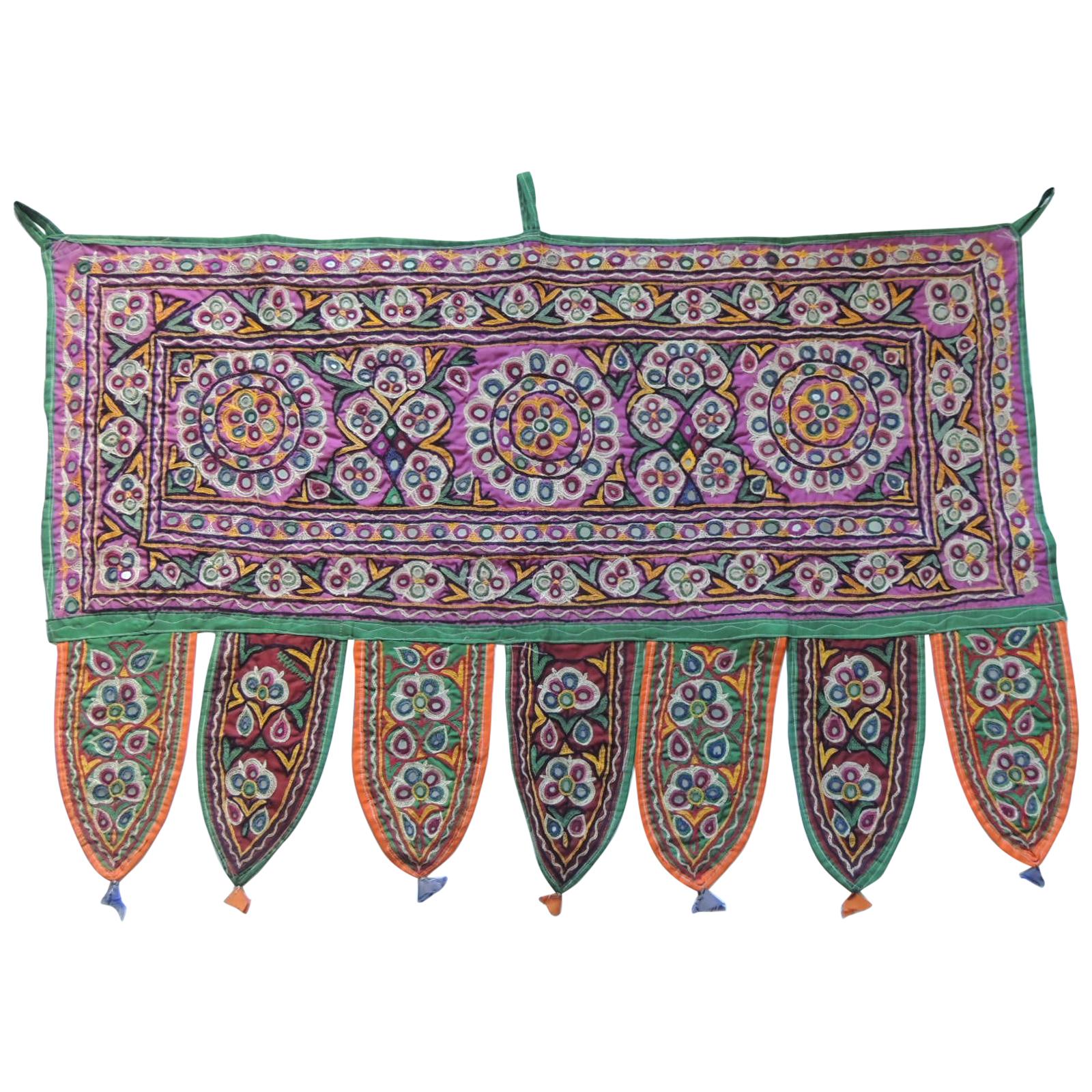 Vintage Indian Embroidered TORAN with Mirror-Work