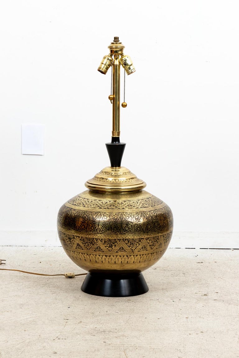 Vintage Indian Etched Brass Urn Form Lamp For Sale at 1stDibs | vintage ...
