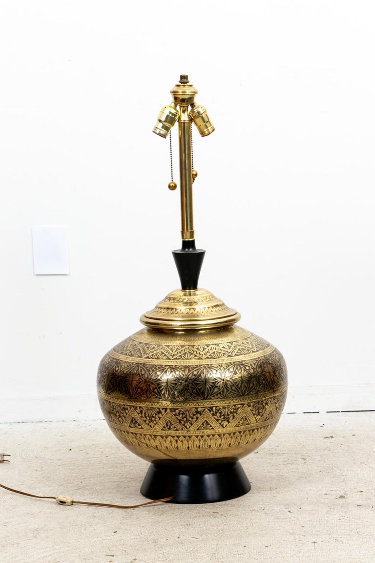 Vintage Indian Etched Brass Urn Form Lamp For Sale at 1stDibs | vintage ...