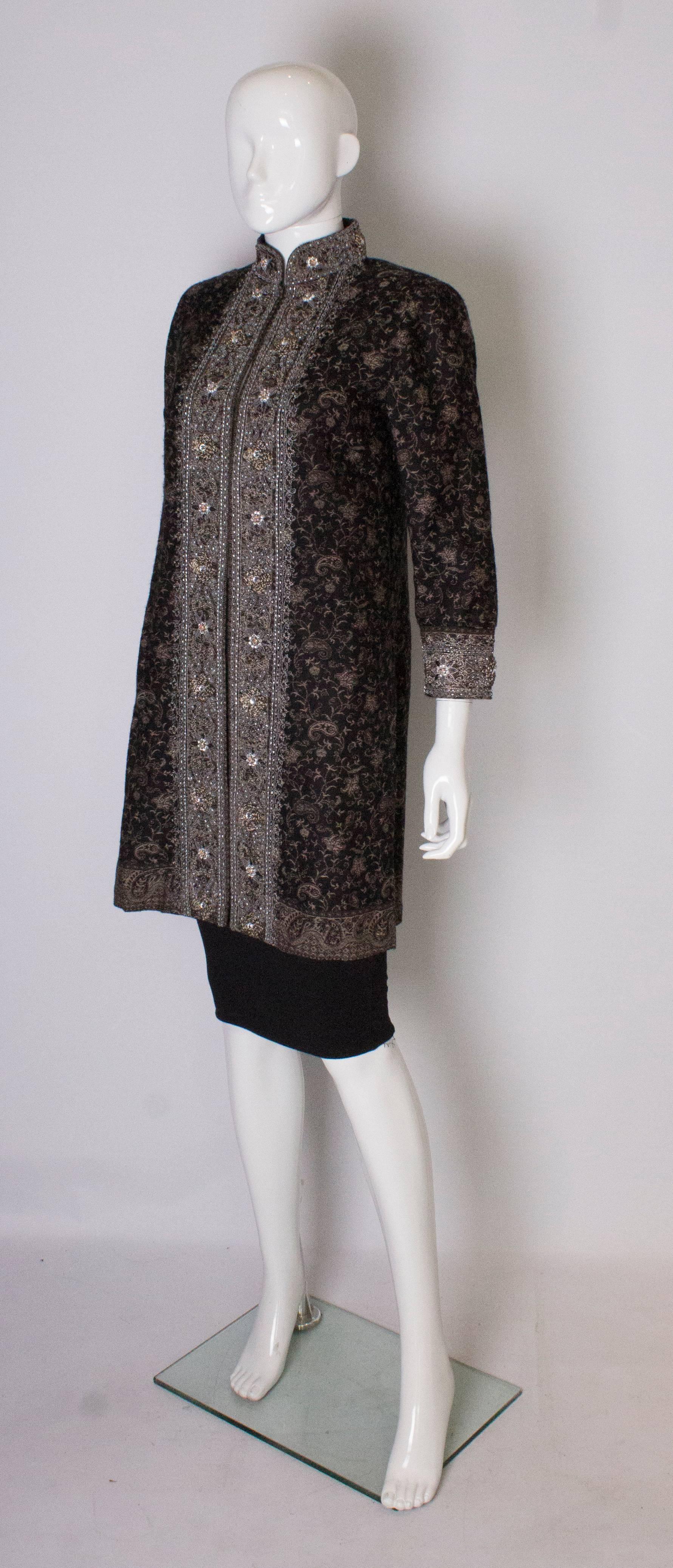 Black A Vintage 1990s Indian embroidered Evening Jacket