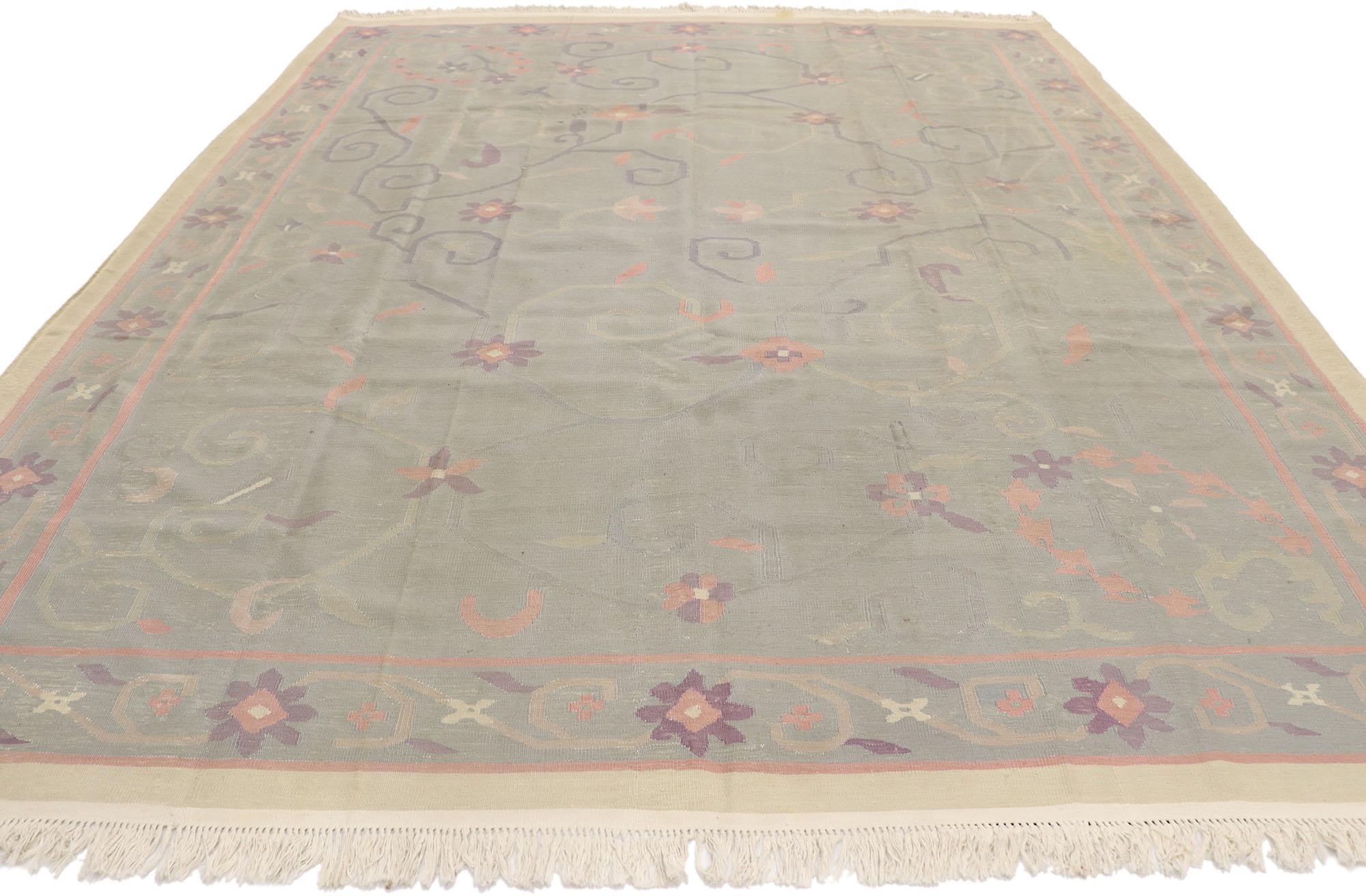 Kilim Vintage Indian Floral Dhurrie Rug For Sale