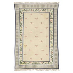 Retro Indian Floral Dhurrie Rug
