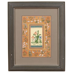 Vintage Indian Floral Still-Life from the Midcentury with Birds and Butterflies