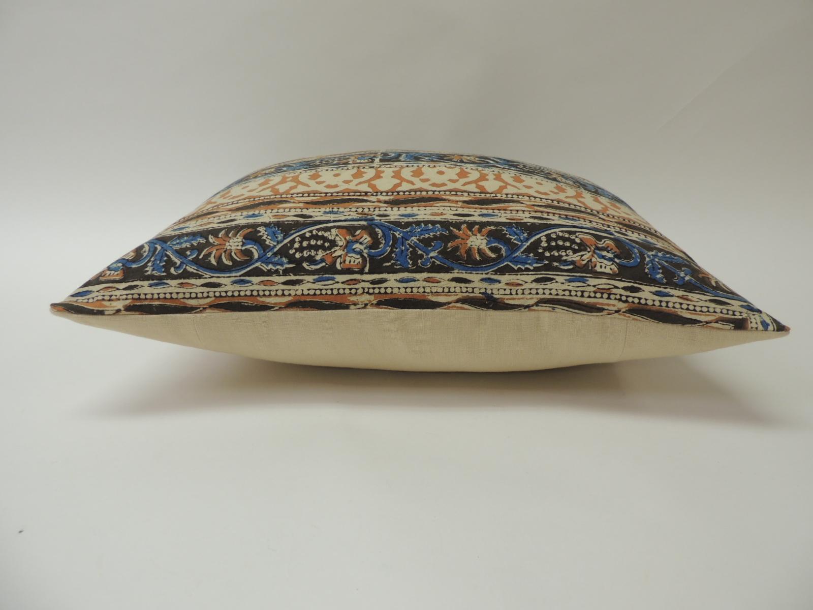 Moorish Vintage Indian Hand-Blocked Artisanal Textile Decorative Bolster Pillow