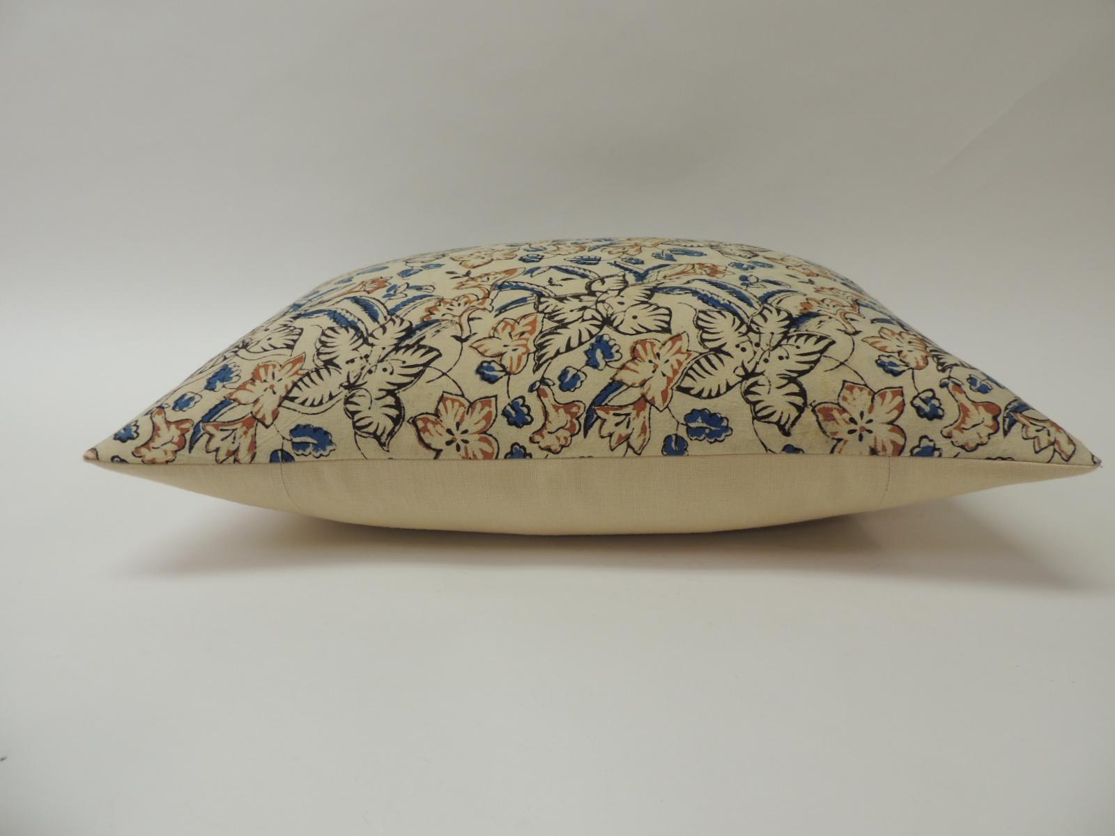 Moorish Vintage Indian Hand-Blocked Artisanal Textile Decorative Bolster Pillow