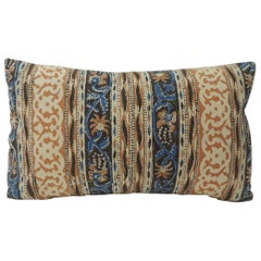 Vintage Indian Hand-Blocked Artisanal Textile Decorative Lumbar Pillow
