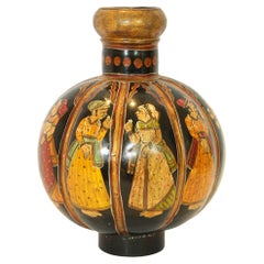 Indische handbemalte Mughal Rajasthani-Metall-Wassergefäßvase, Vintage