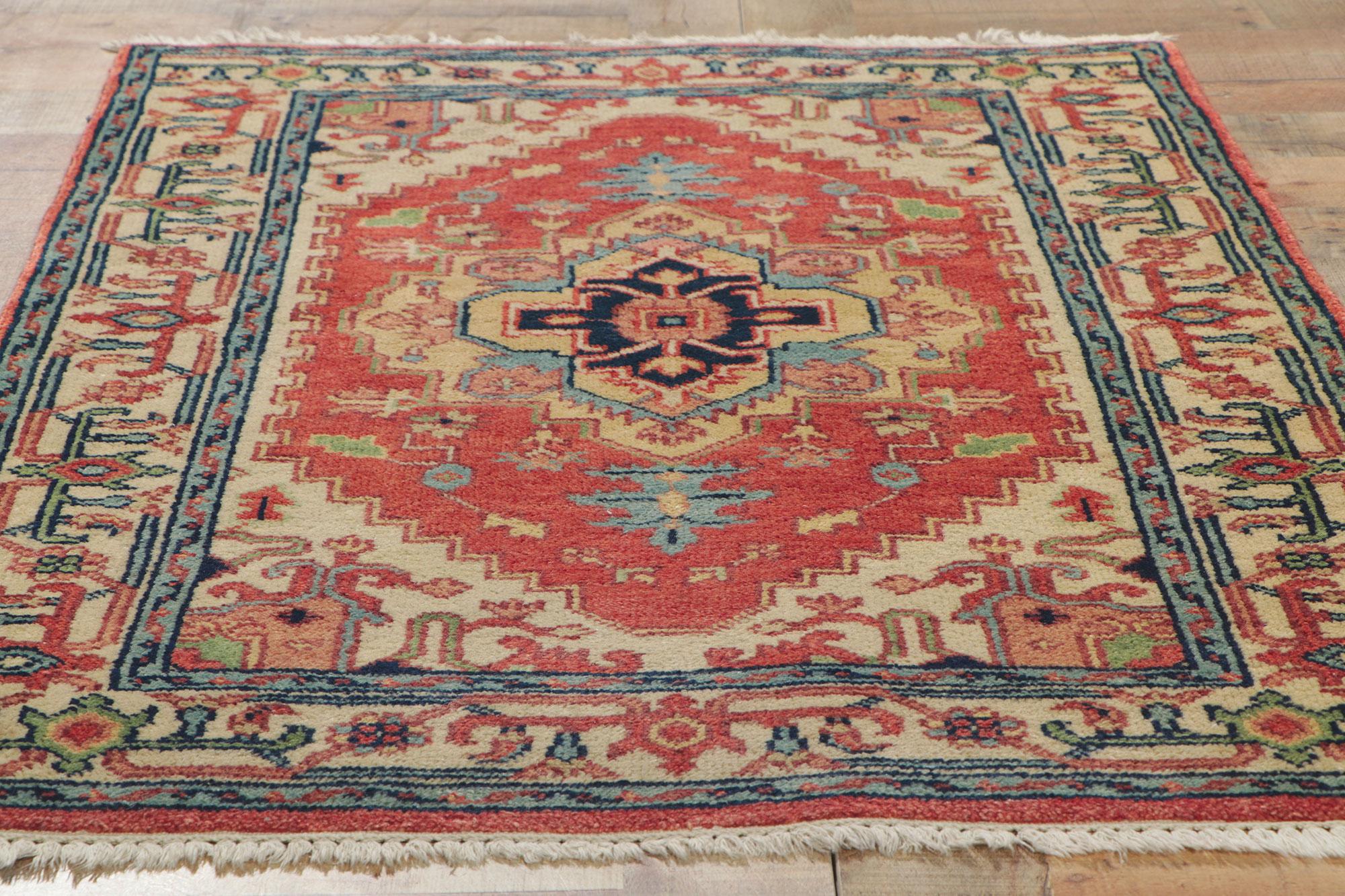 Wool 1970's Indian Heriz Carpet with Modern Style For Sale