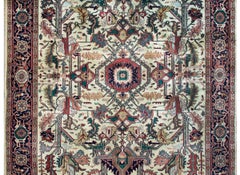 Alfombra india vintage de estilo Heriz