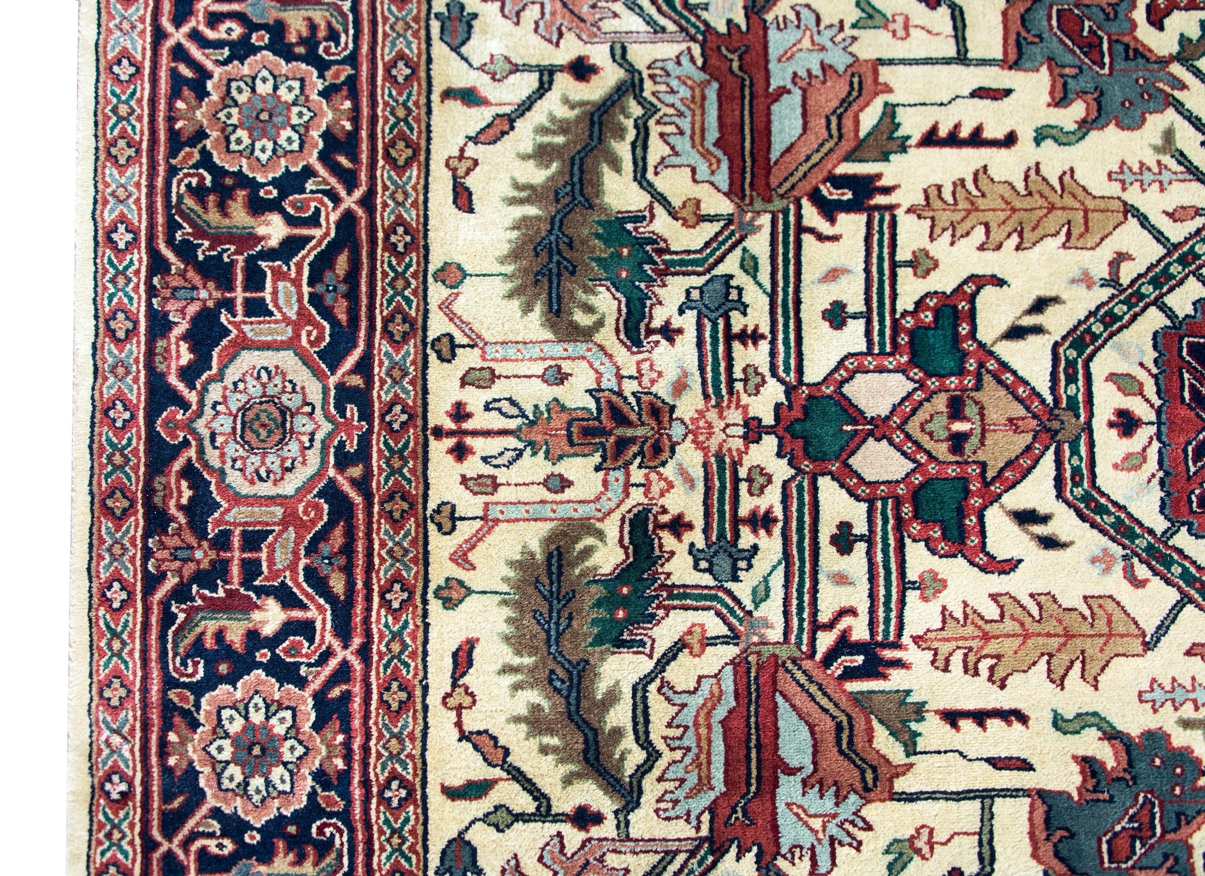 20th Century Vintage Indian Heriz-Style Rug For Sale
