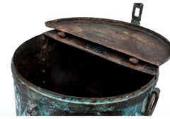 Vintage Indian Iron Grain Bin In Original Blue Paint