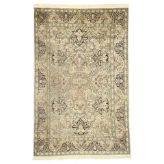 Retro Indian Kashmir Rug with Art Nouveau Rococo Style