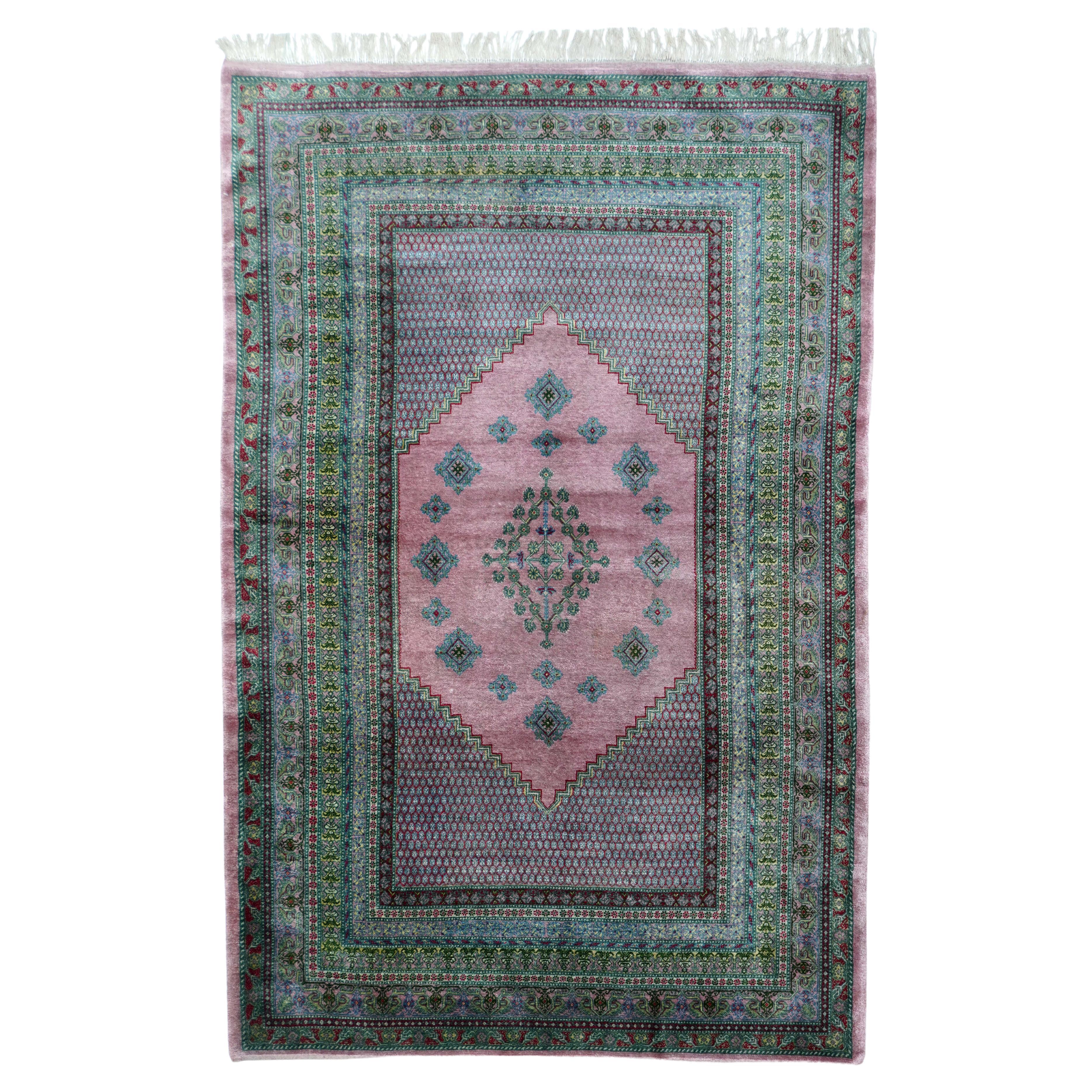 Fine Vintage Kashmiri Silk Rug 4'1'' x 6'3'' For Sale