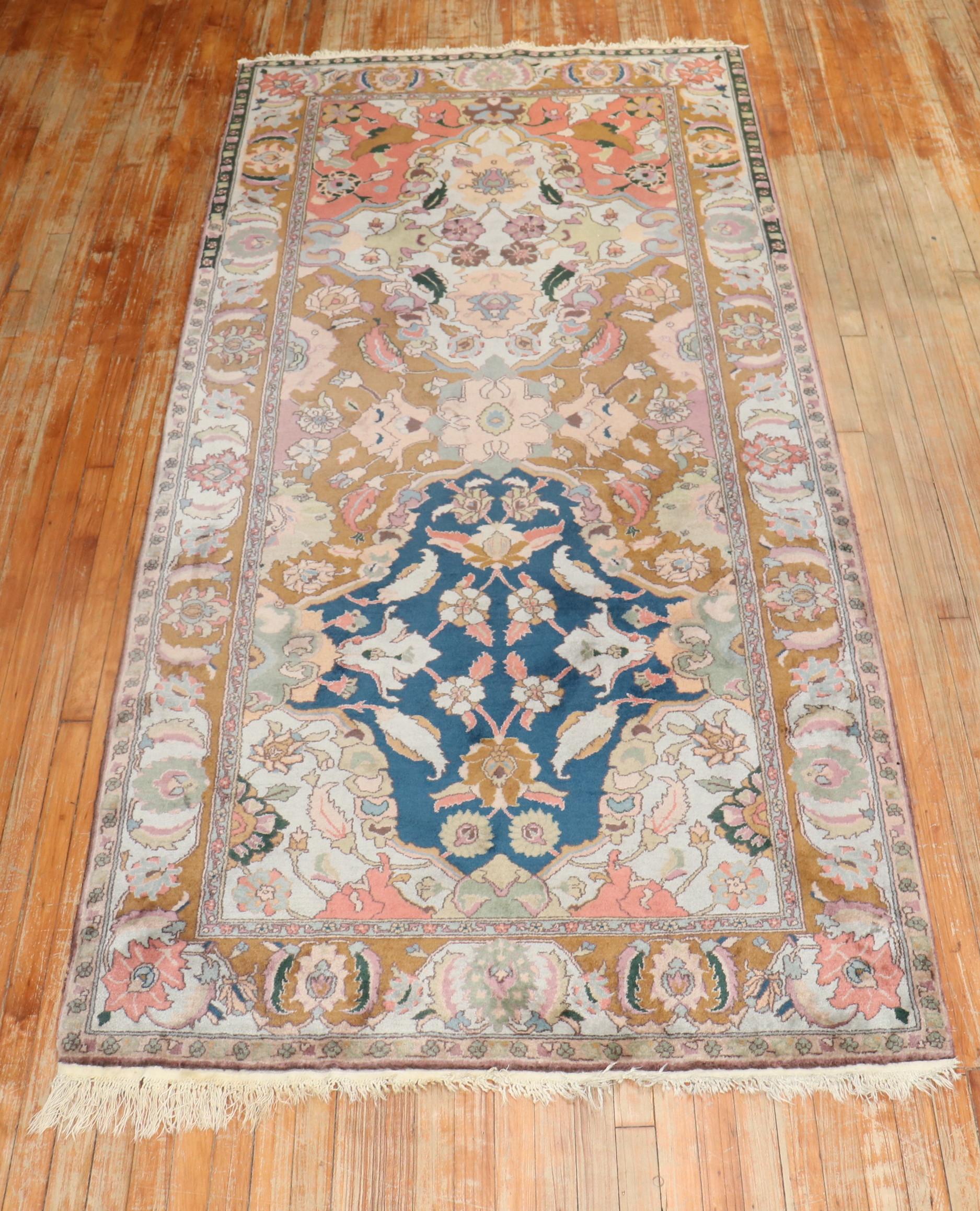 Vintage Indian Lahore Small Gallery Rug For Sale 3