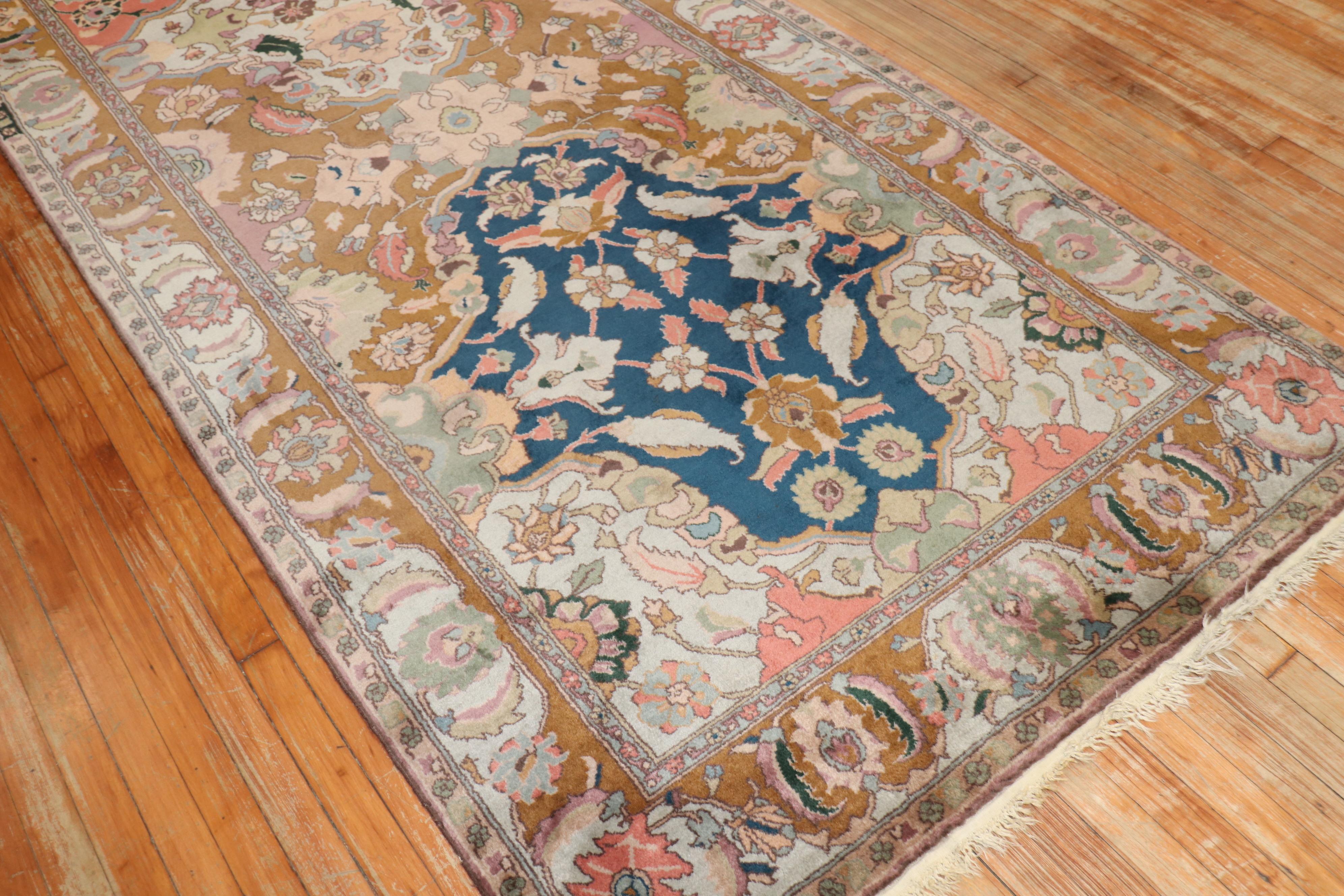 Empire Revival Vintage Indian Lahore Small Gallery Rug For Sale