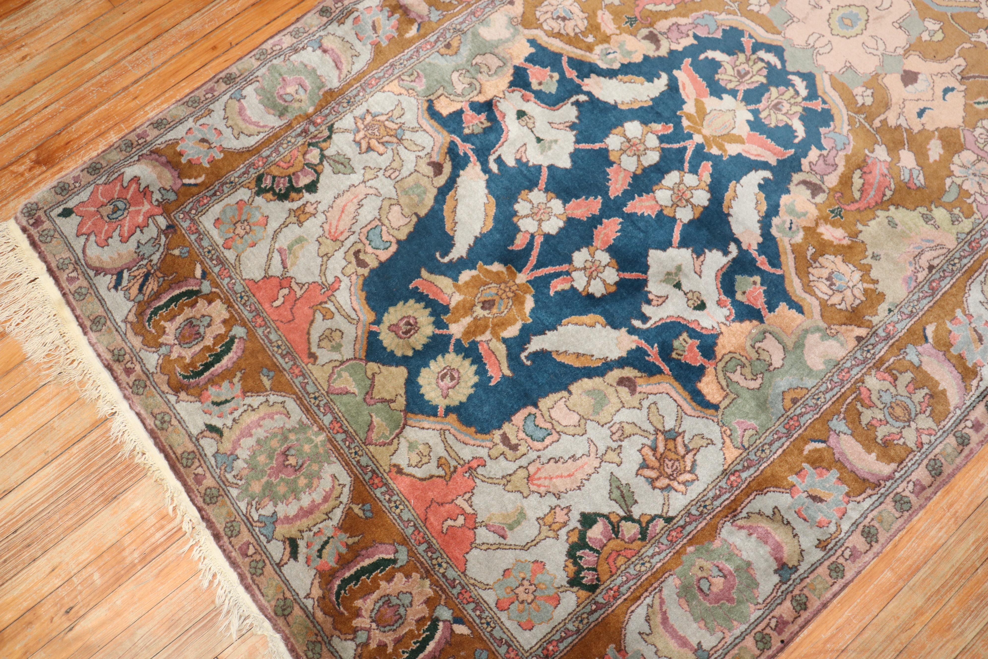 Hand-Knotted Vintage Indian Lahore Small Gallery Rug For Sale