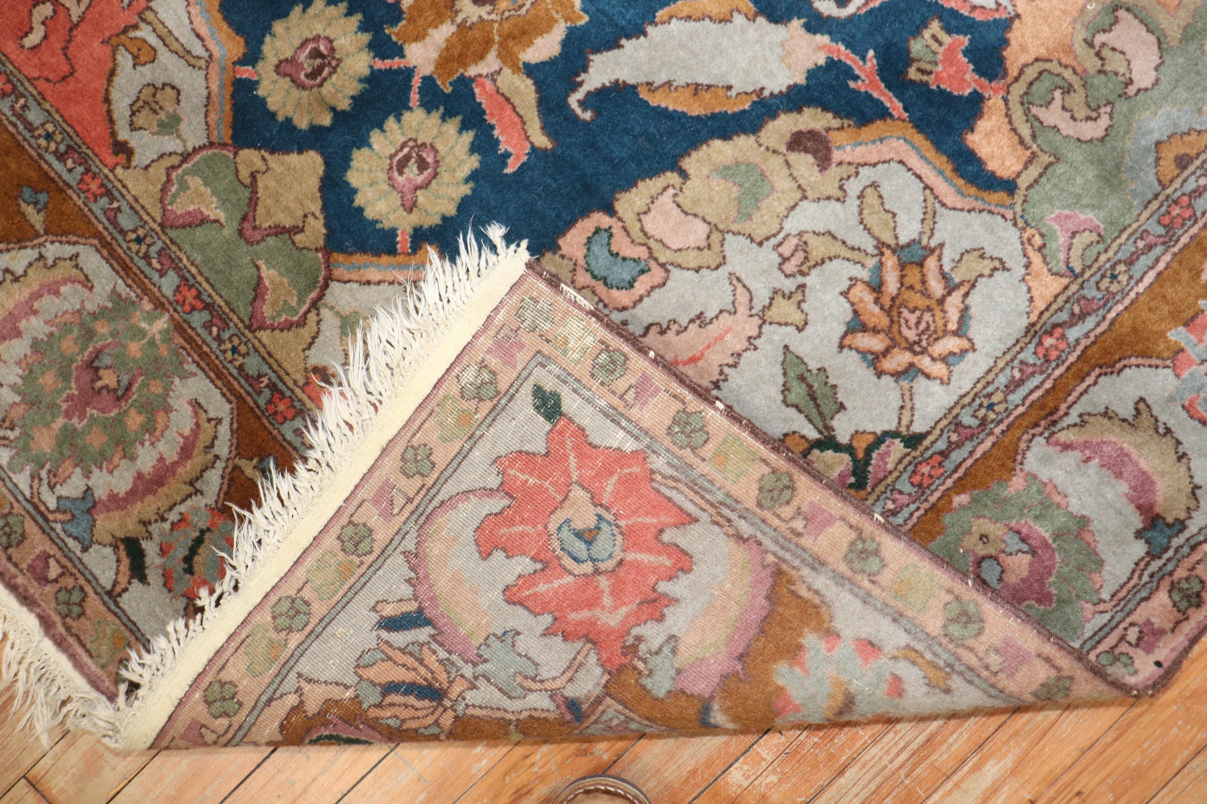 Vintage Indian Lahore Small Gallery Rug In Good Condition For Sale In New York, NY