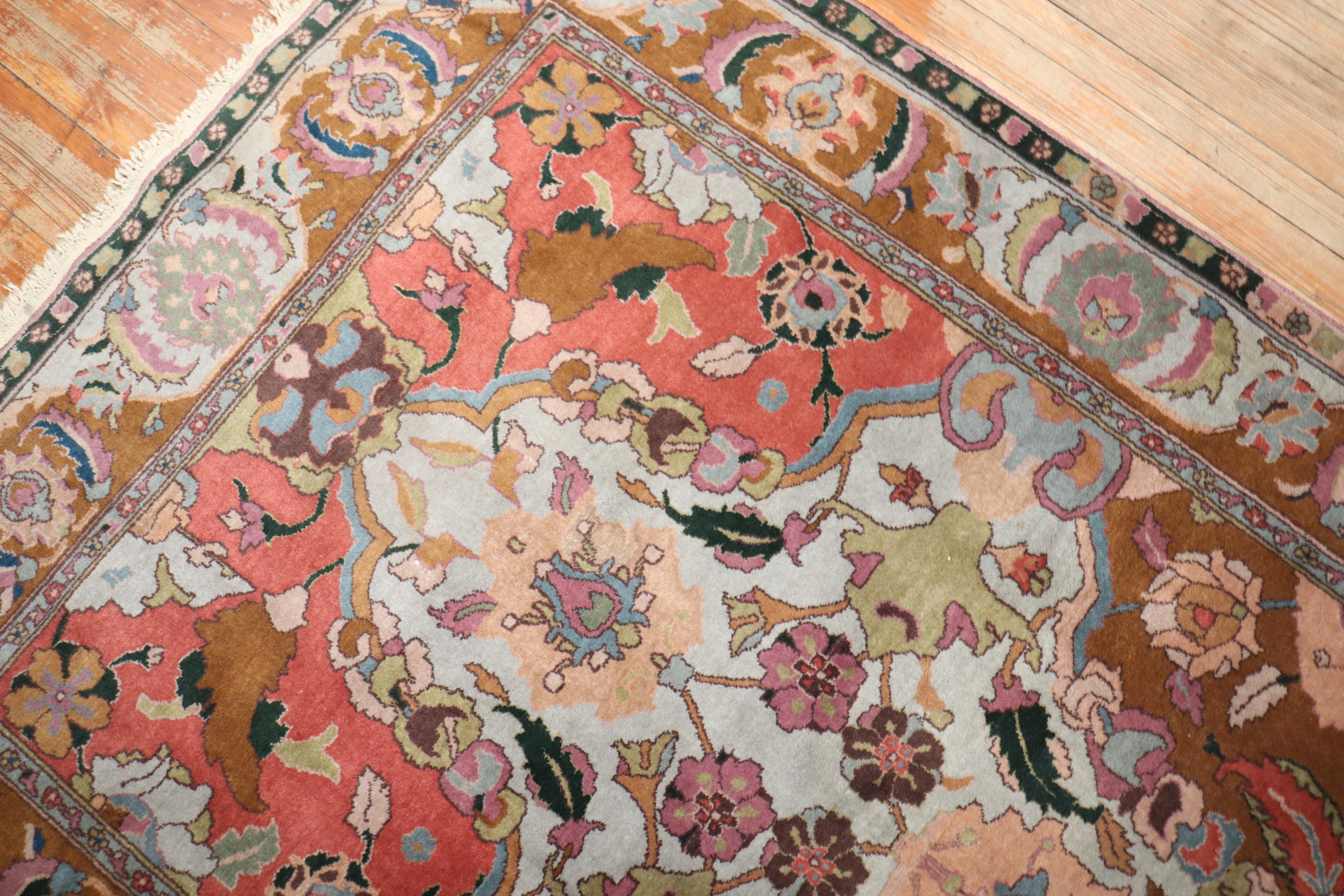 Wool Vintage Indian Lahore Small Gallery Rug For Sale