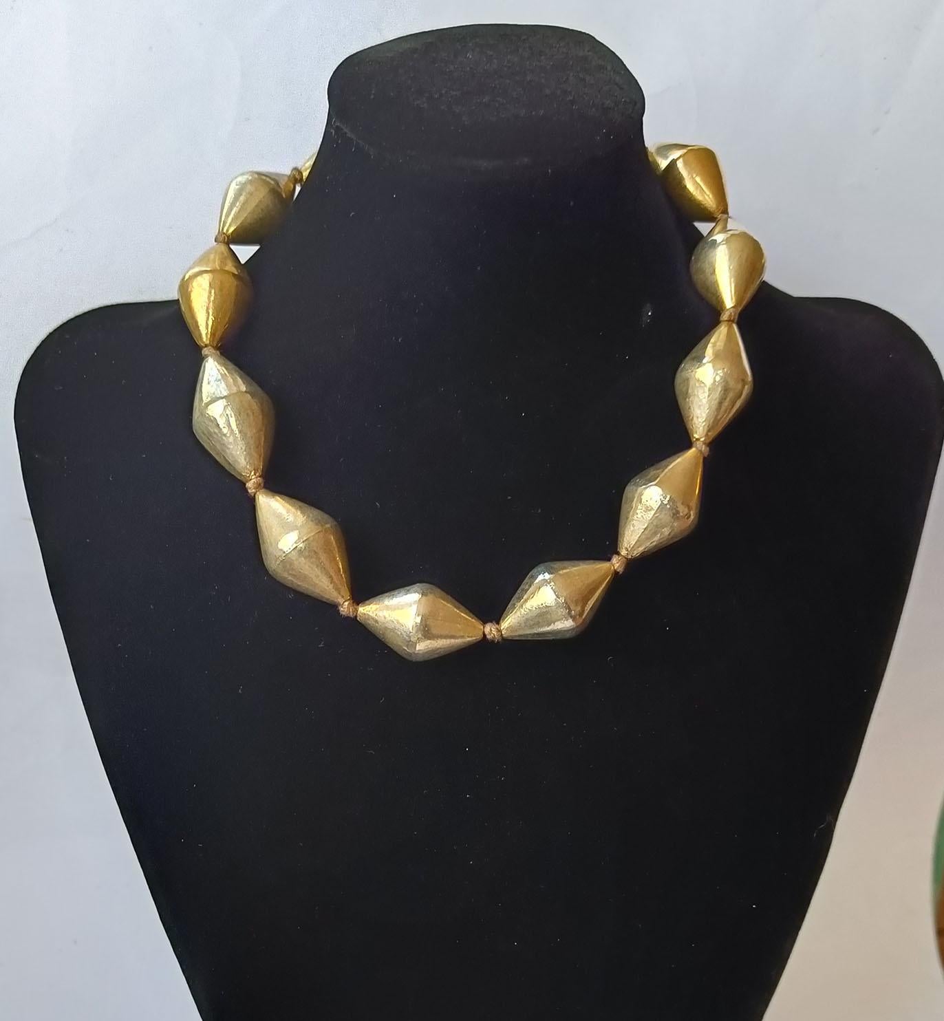 Vintage  Indian large Silver Gilt beaded necklace Tribal In Good Condition For Sale In London, GB