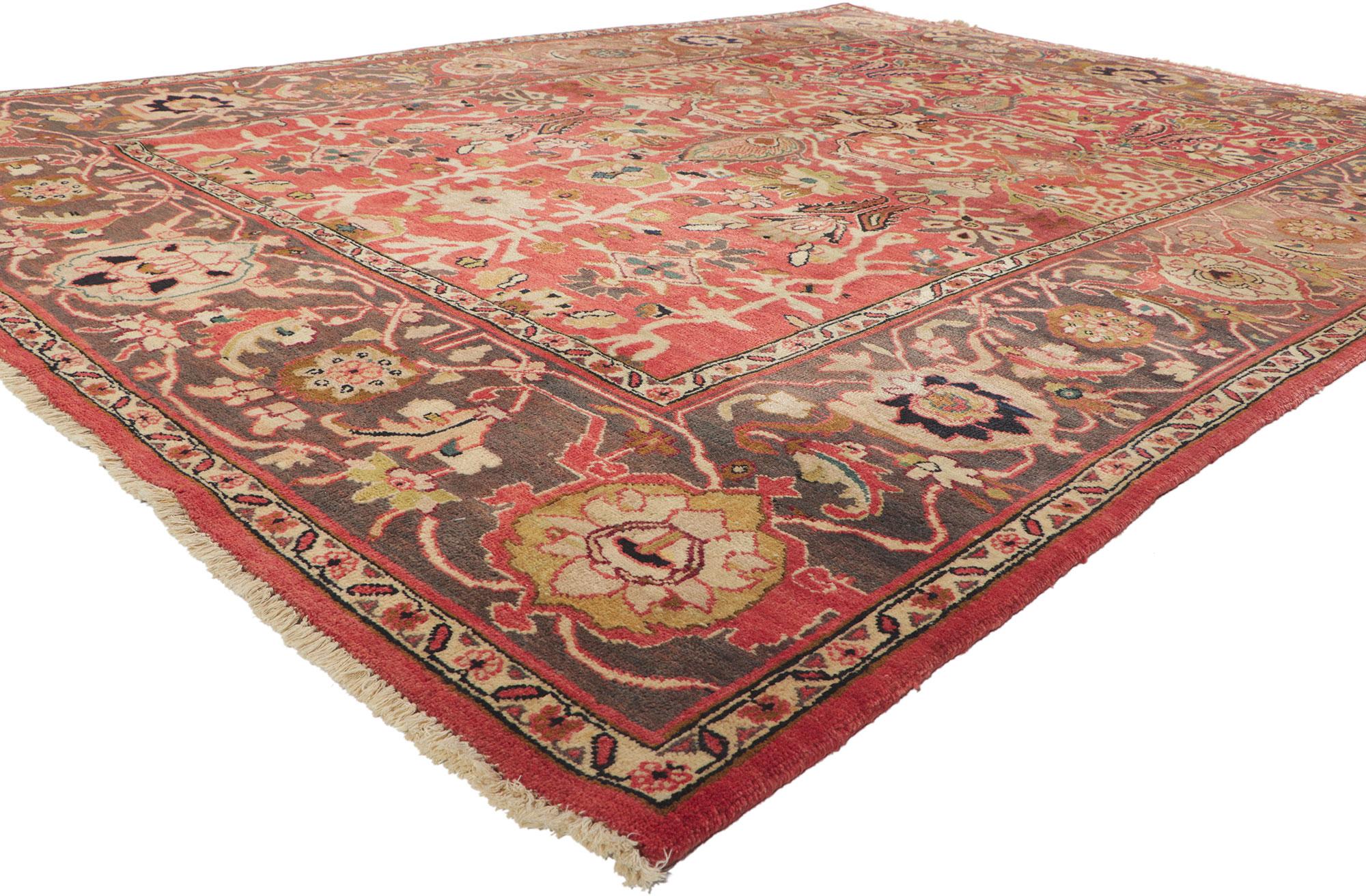 76882 Vintage Indian Mahal Rug, 07'08 x 10'04.
This hand-knotted wool vintage Indian rug features an all-over geometric pattern surrounded by a Classic border creating a well-balanced and timeless design. This vintage Indian area rug brings a