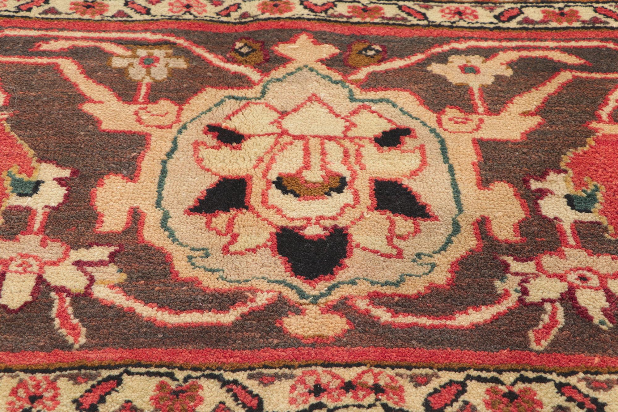 Hand-Knotted Vintage Indian Mahal Rug with Warm Earth-Tone Colors For Sale