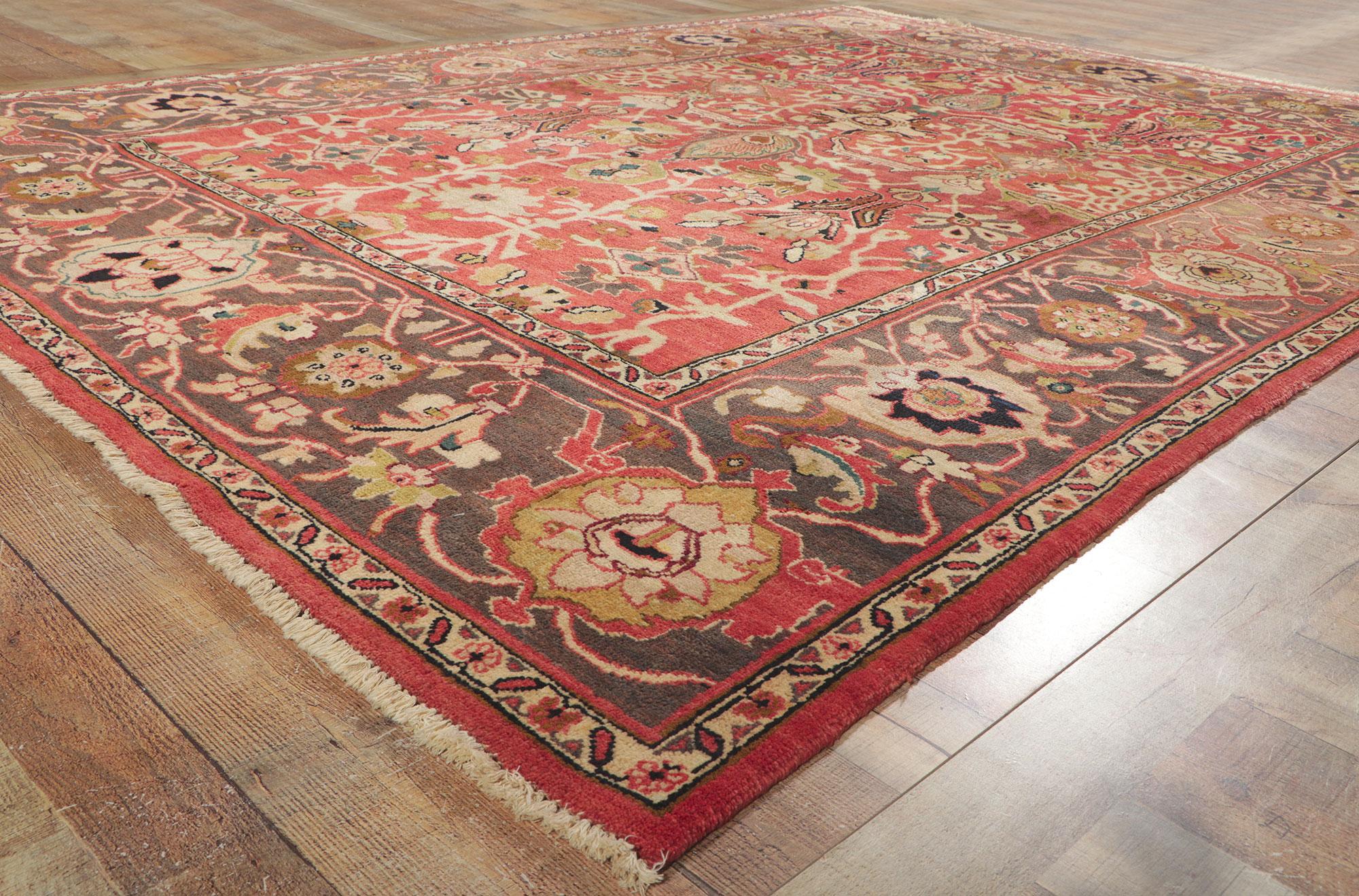 Wool Vintage Indian Mahal Rug with Warm Earth-Tone Colors For Sale