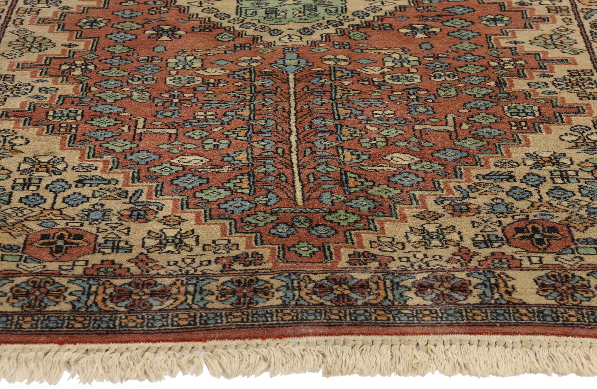 Hand-Knotted Vintage Indian Mahal Wool Rug, Timeless Allure Meets Tribal Enchantment For Sale