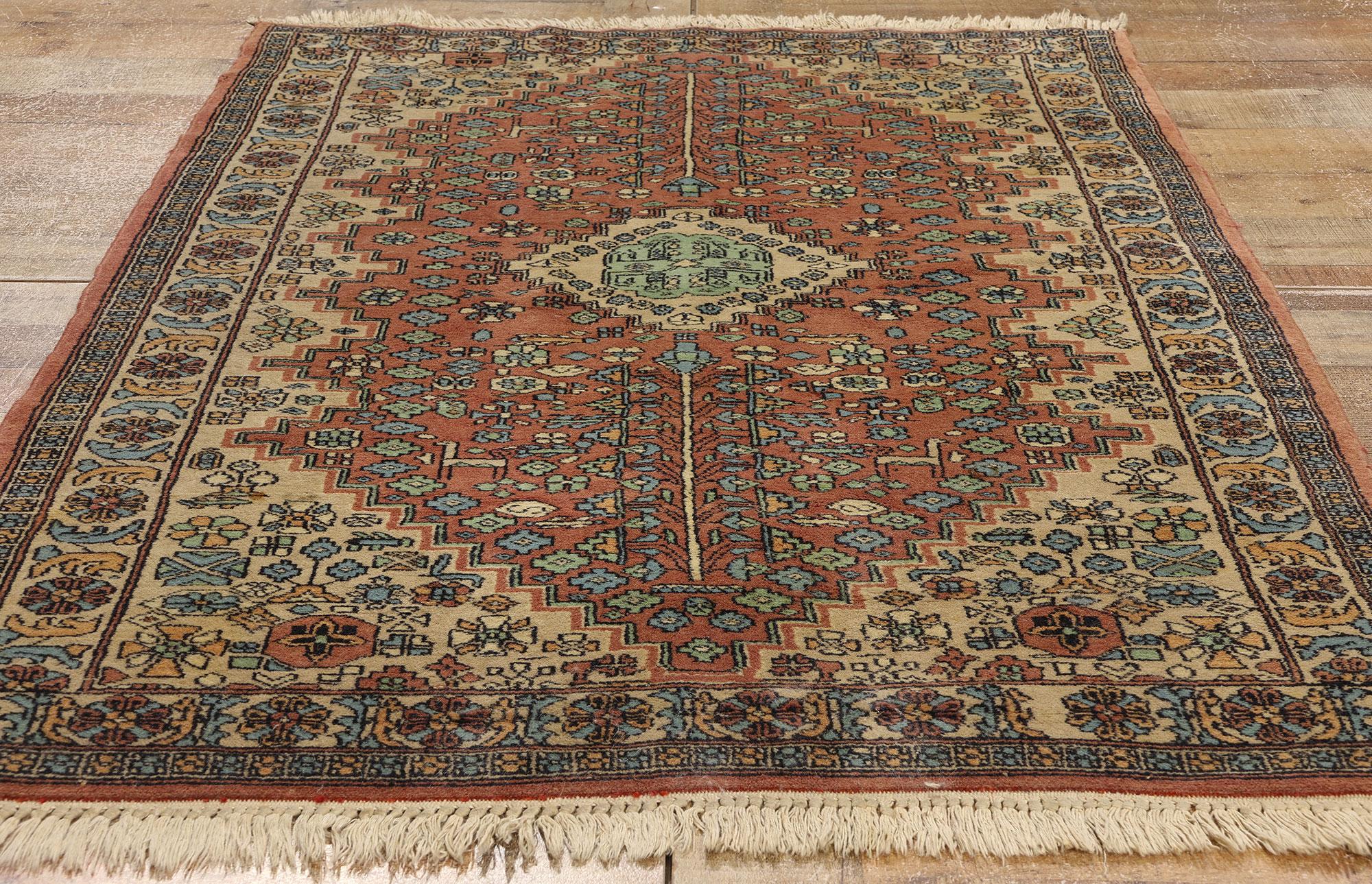 Vintage Indian Mahal Wool Rug, Timeless Allure Meets Tribal Enchantment For Sale 2