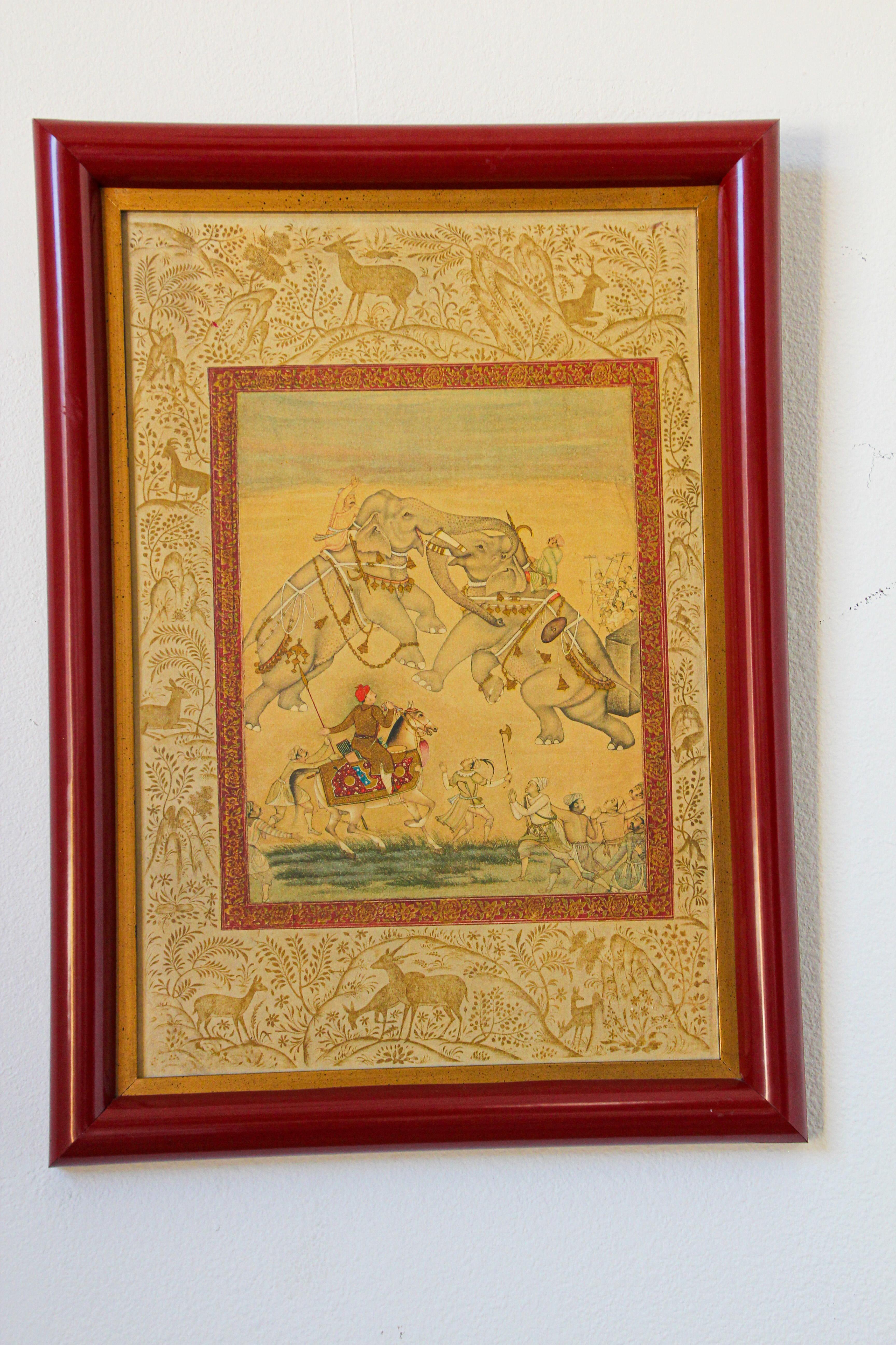 Vintage Indian Mughal Style Print of Elephants 8