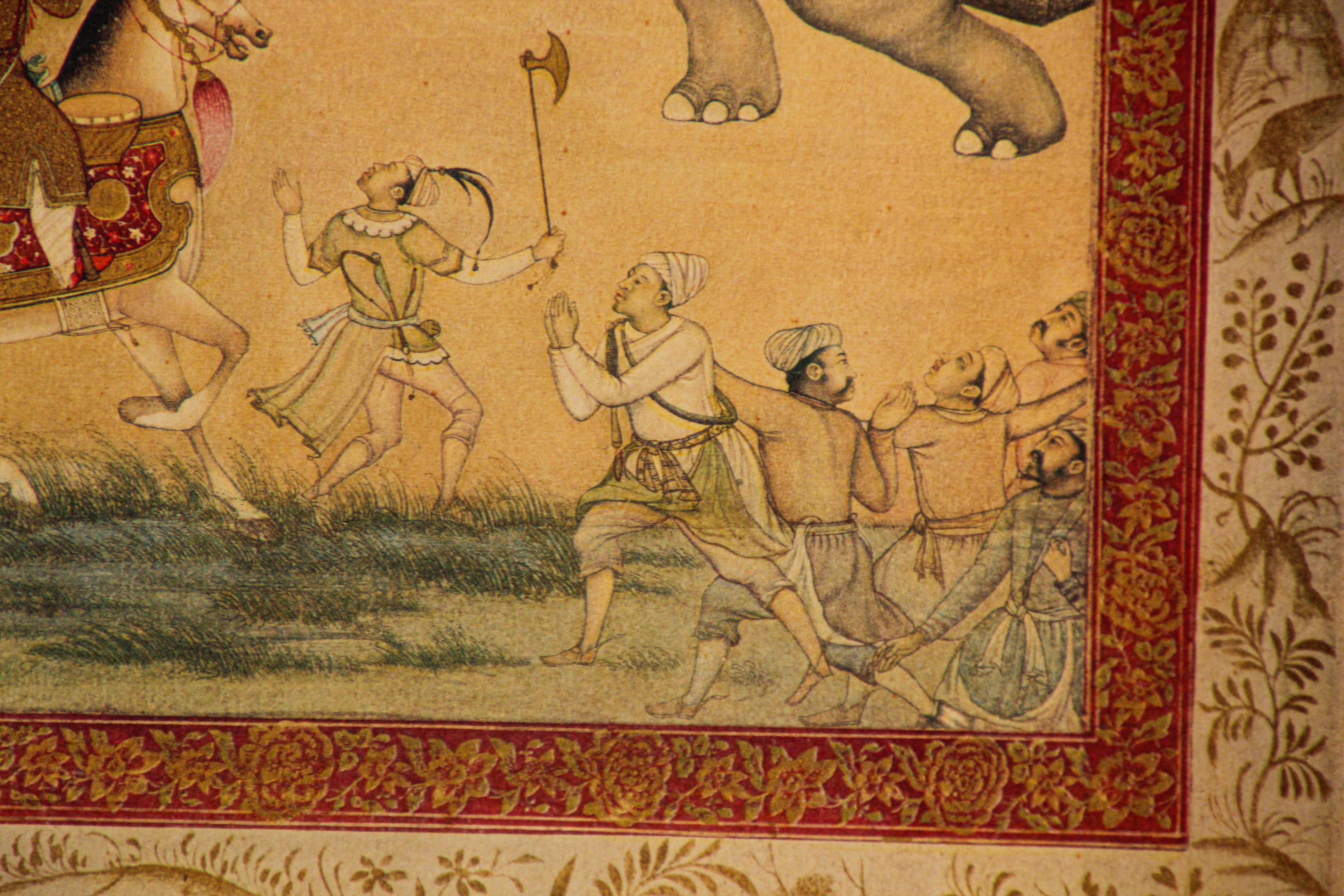 Indischer Druck von Elefanten im Mughal-Stil, indischer Stil 1