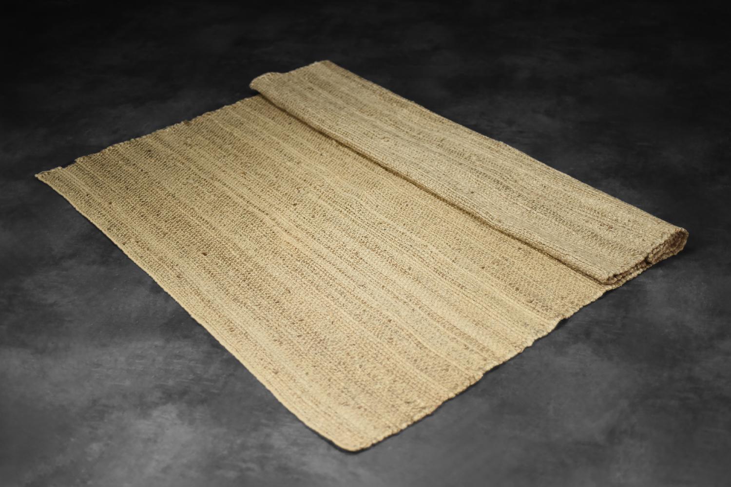 Alfombra India Vintage de Yute Tejido Plano Marrón Natural, Años 70 en venta 12
